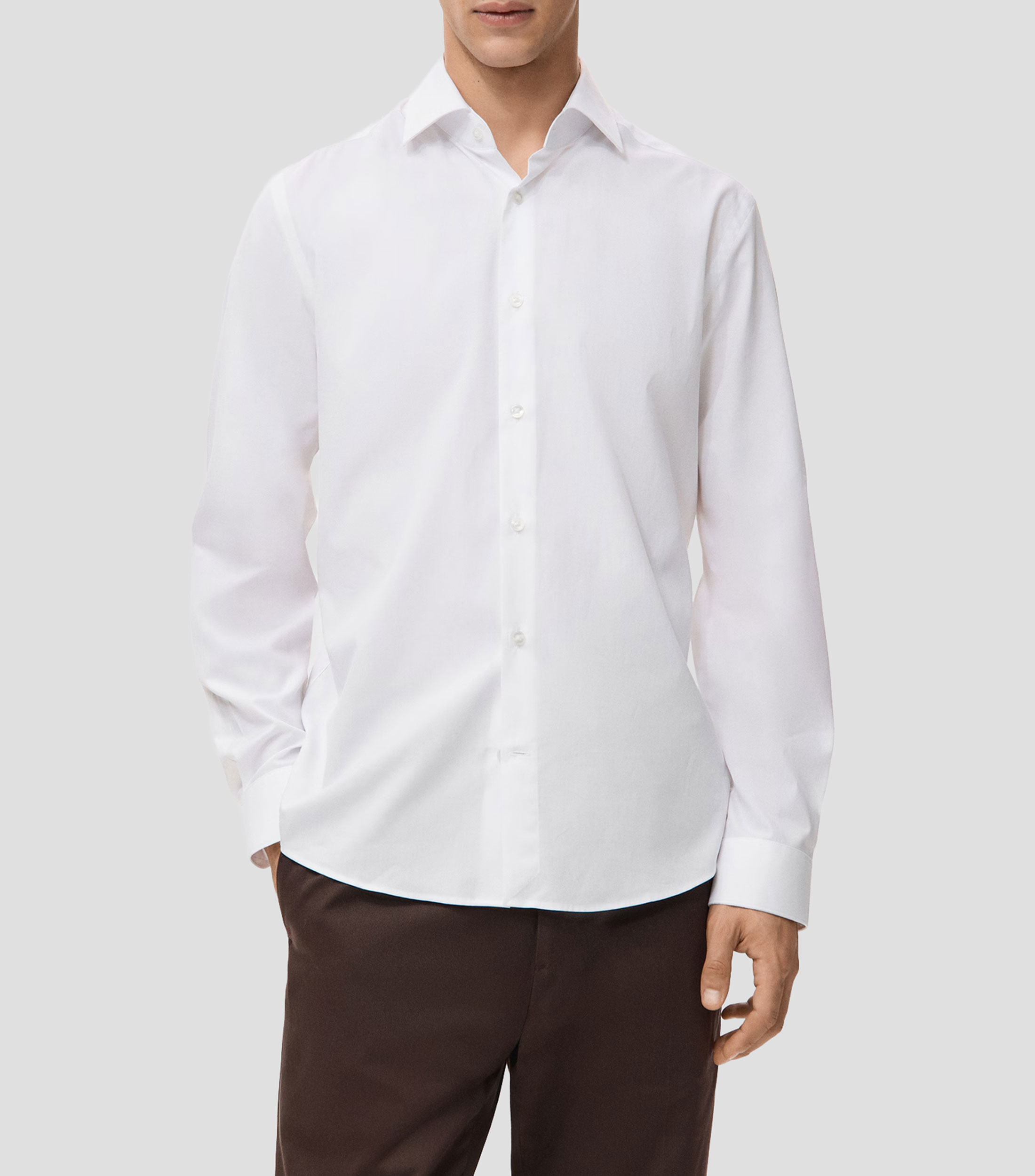 Camisa lisa manga larga Hombre