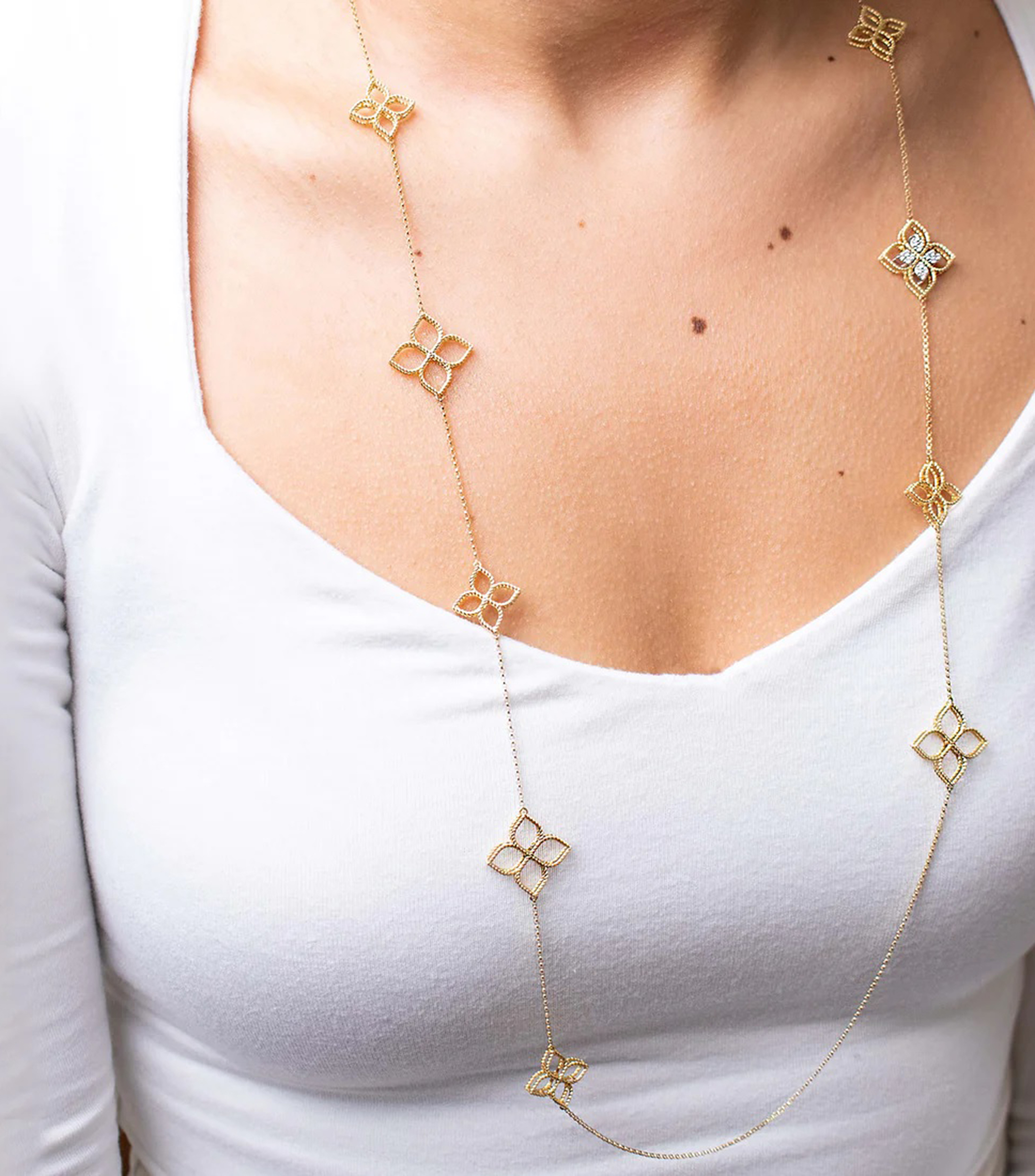 Collar en oro amarillo de 18 kilates con diamantes Principessa Mujer