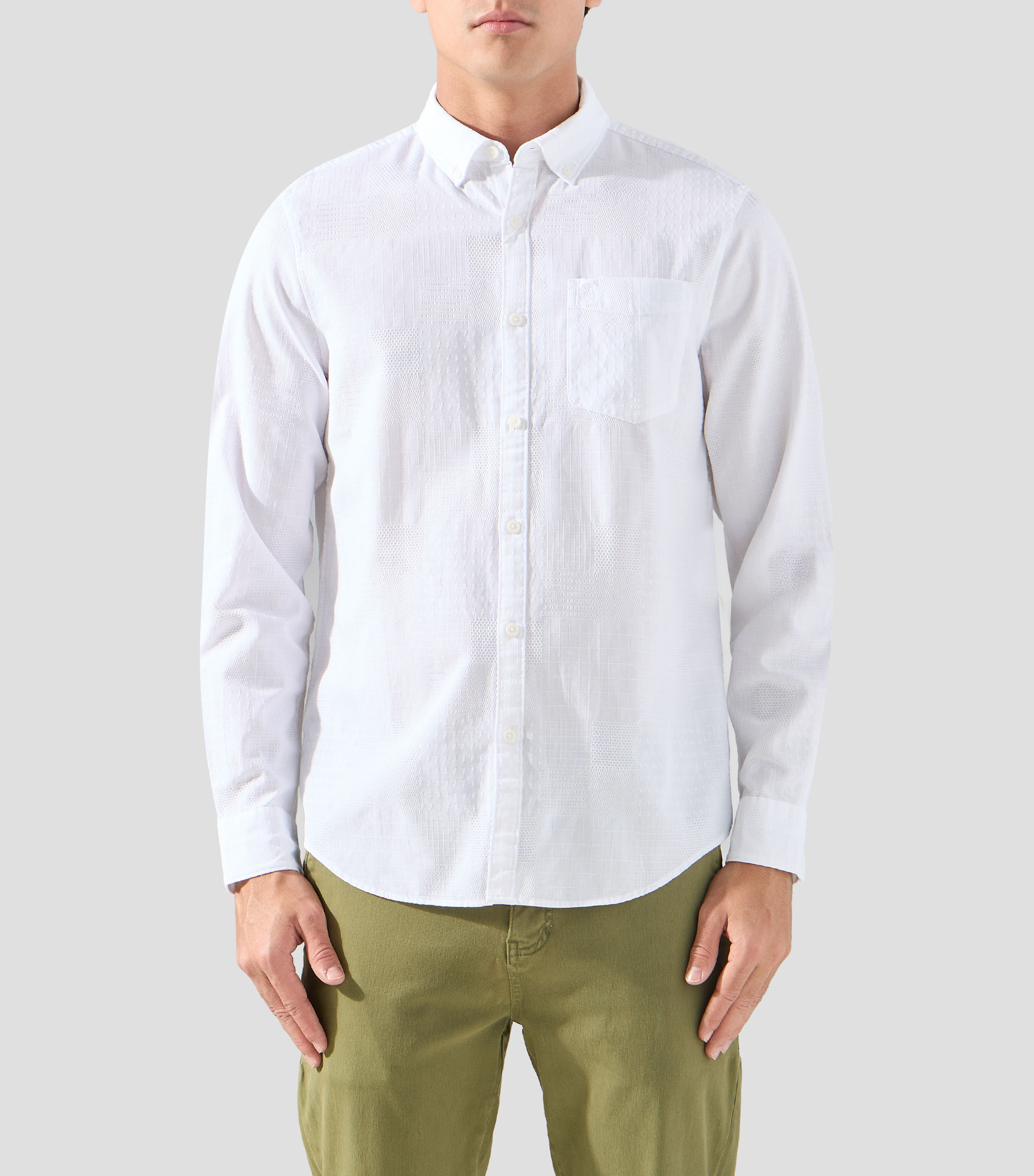 Camisa lisa manga larga Hombre