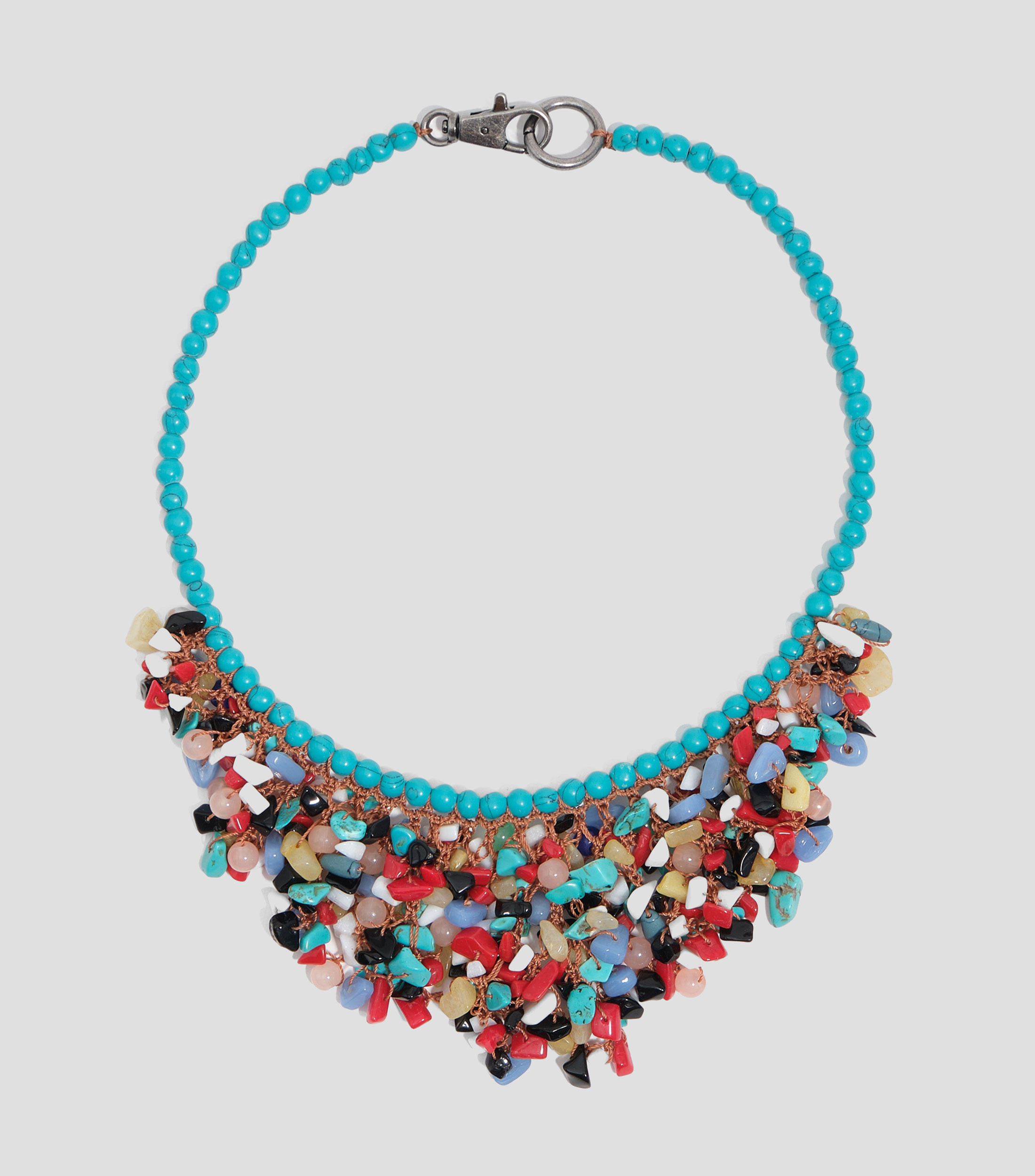 Collar piedras y perlas turquesa Mujer