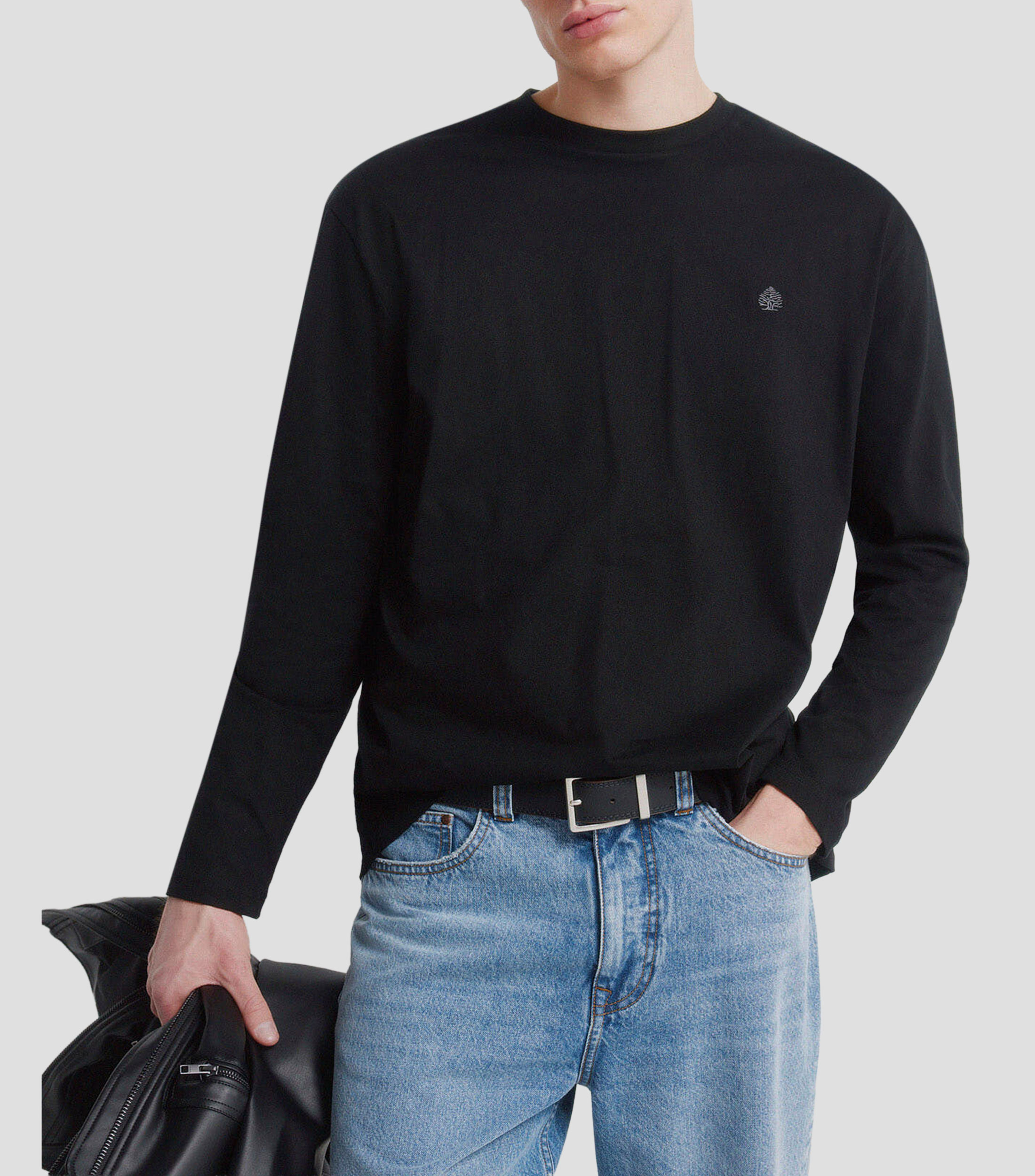 Playera cuello redondo manga larga lisa Hombre