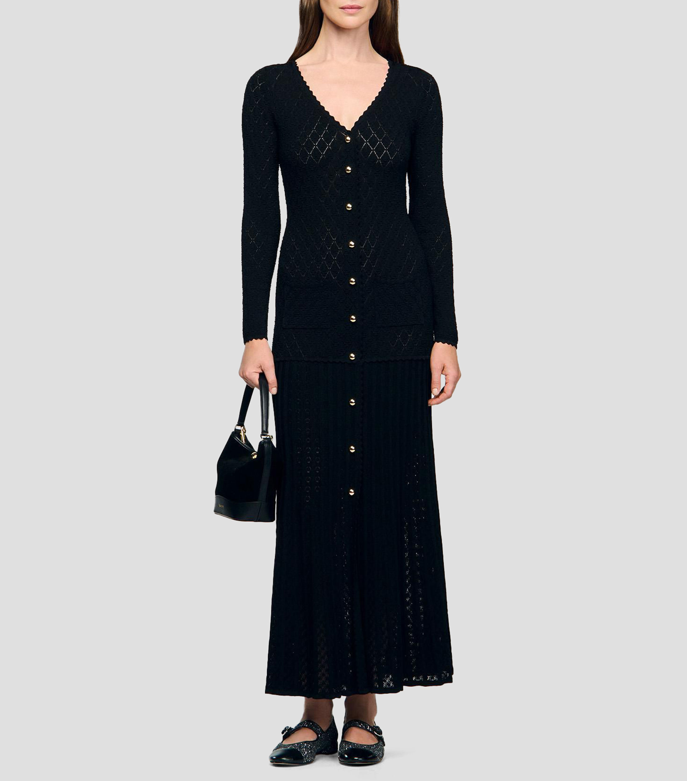Vestido Largo liso manga larga Mujer