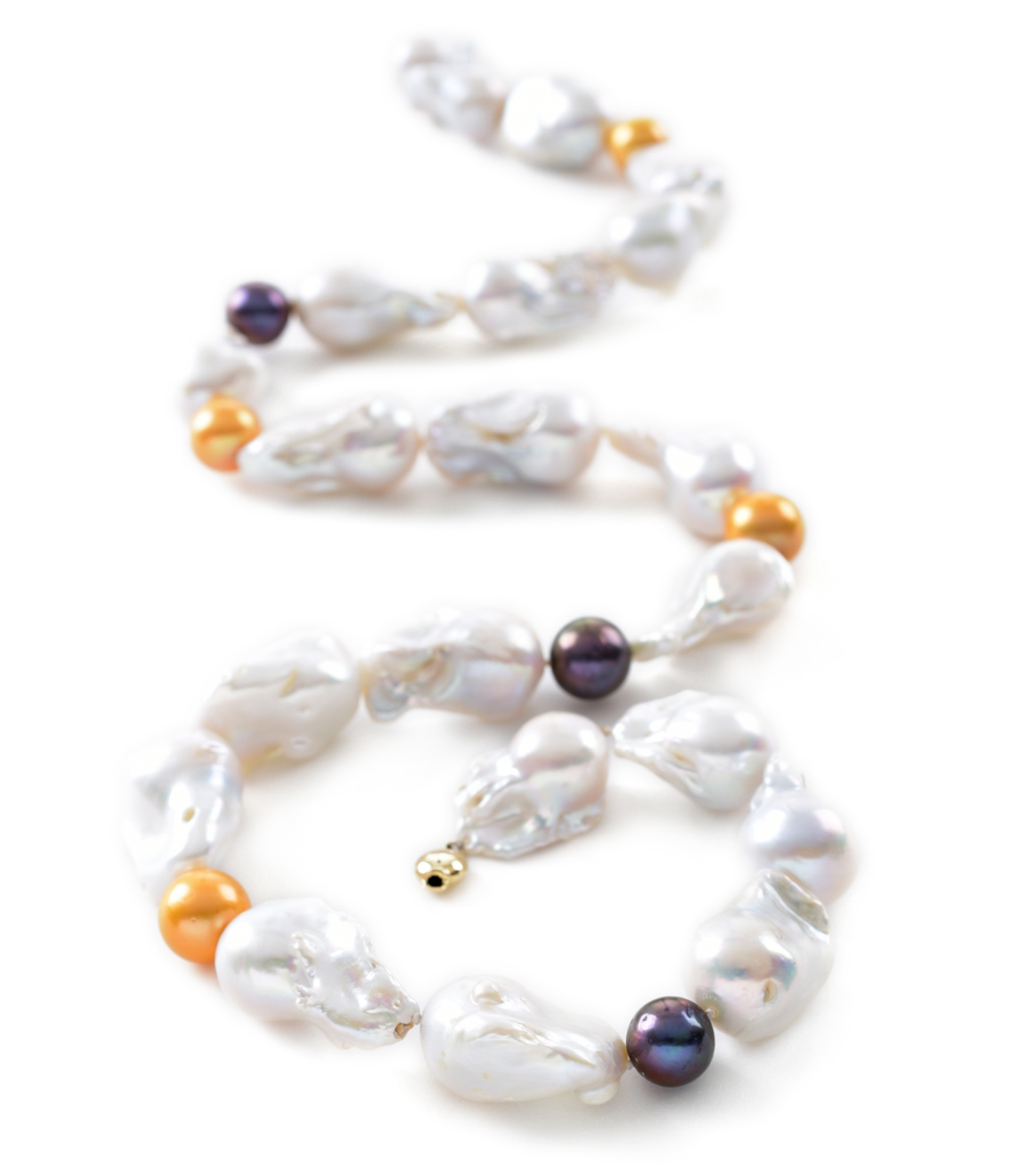 Collar de Perlas Barrocas Combinadas con Doradas y Negras Mujer