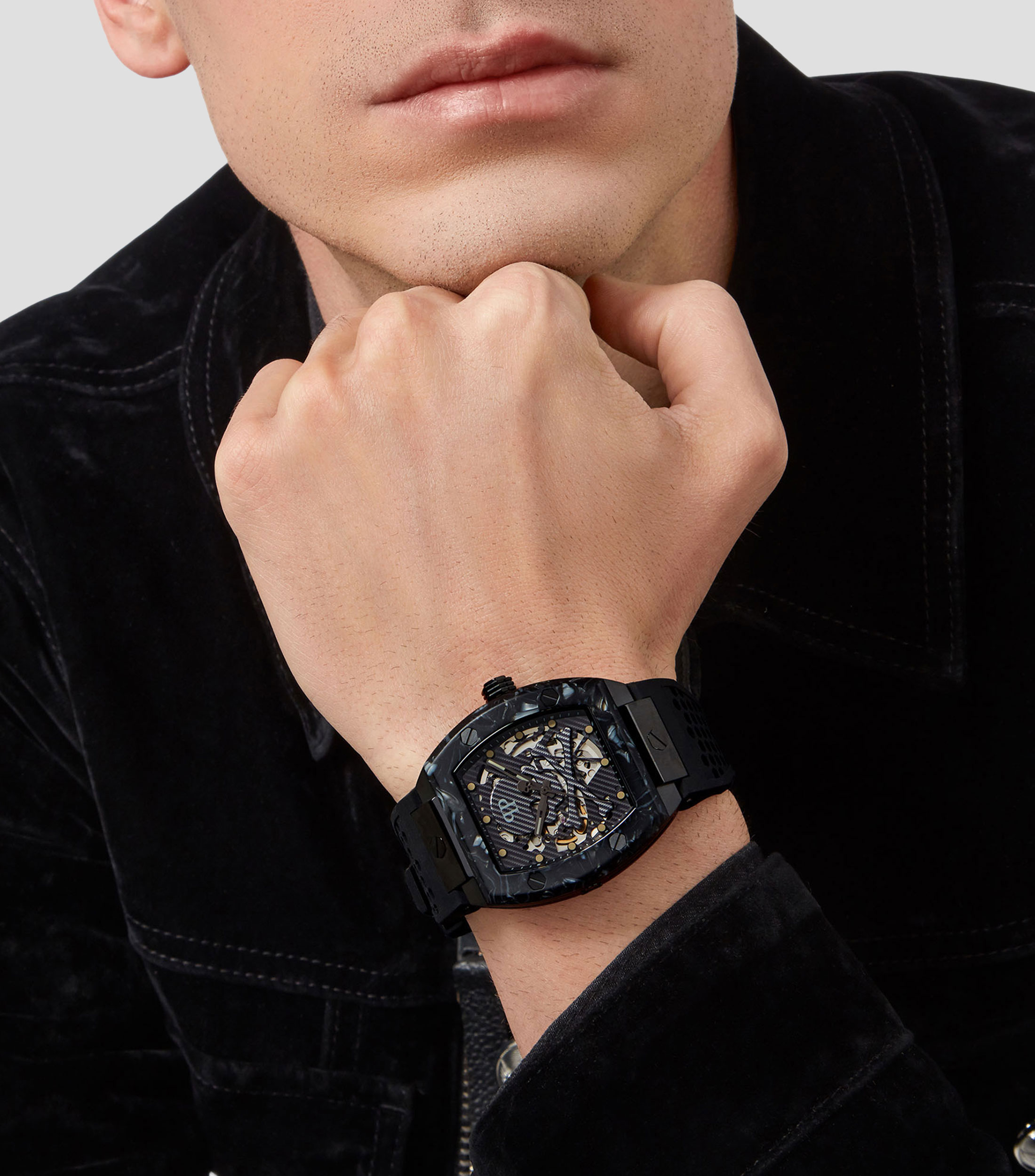 Reloj para Hombre The Skeleton de vestir cráneo negro
