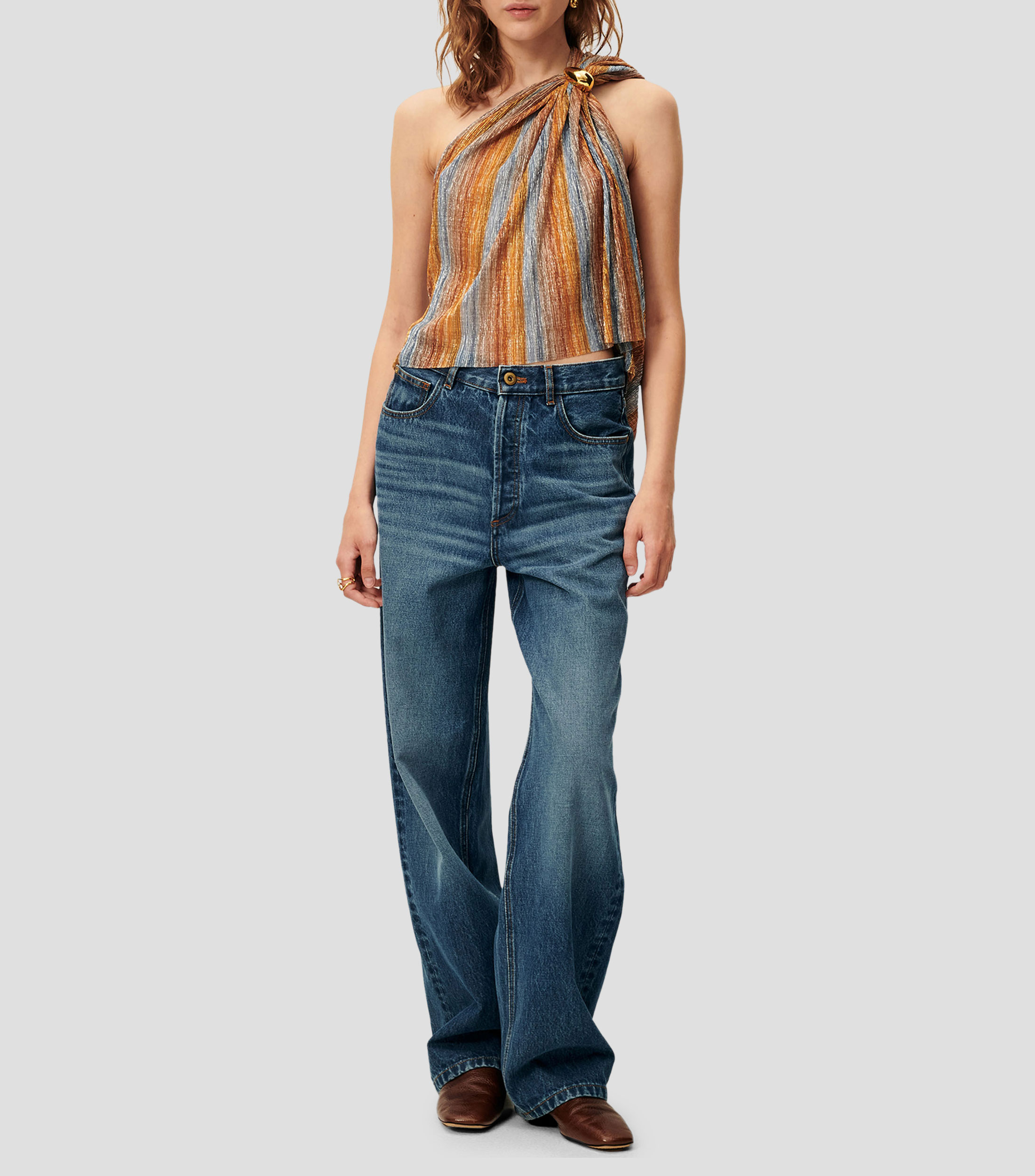 Blusa con líneas sin mangas Mujer