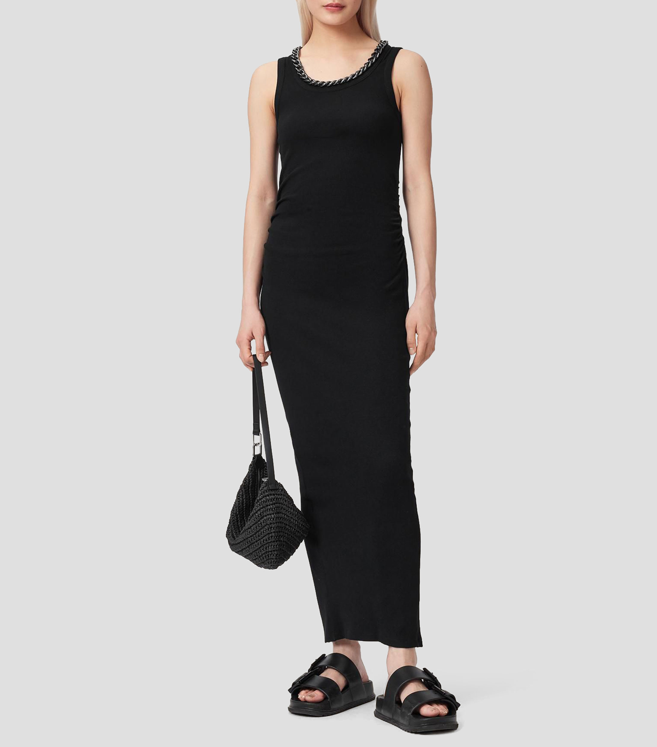 Vestido largo liso Mujer