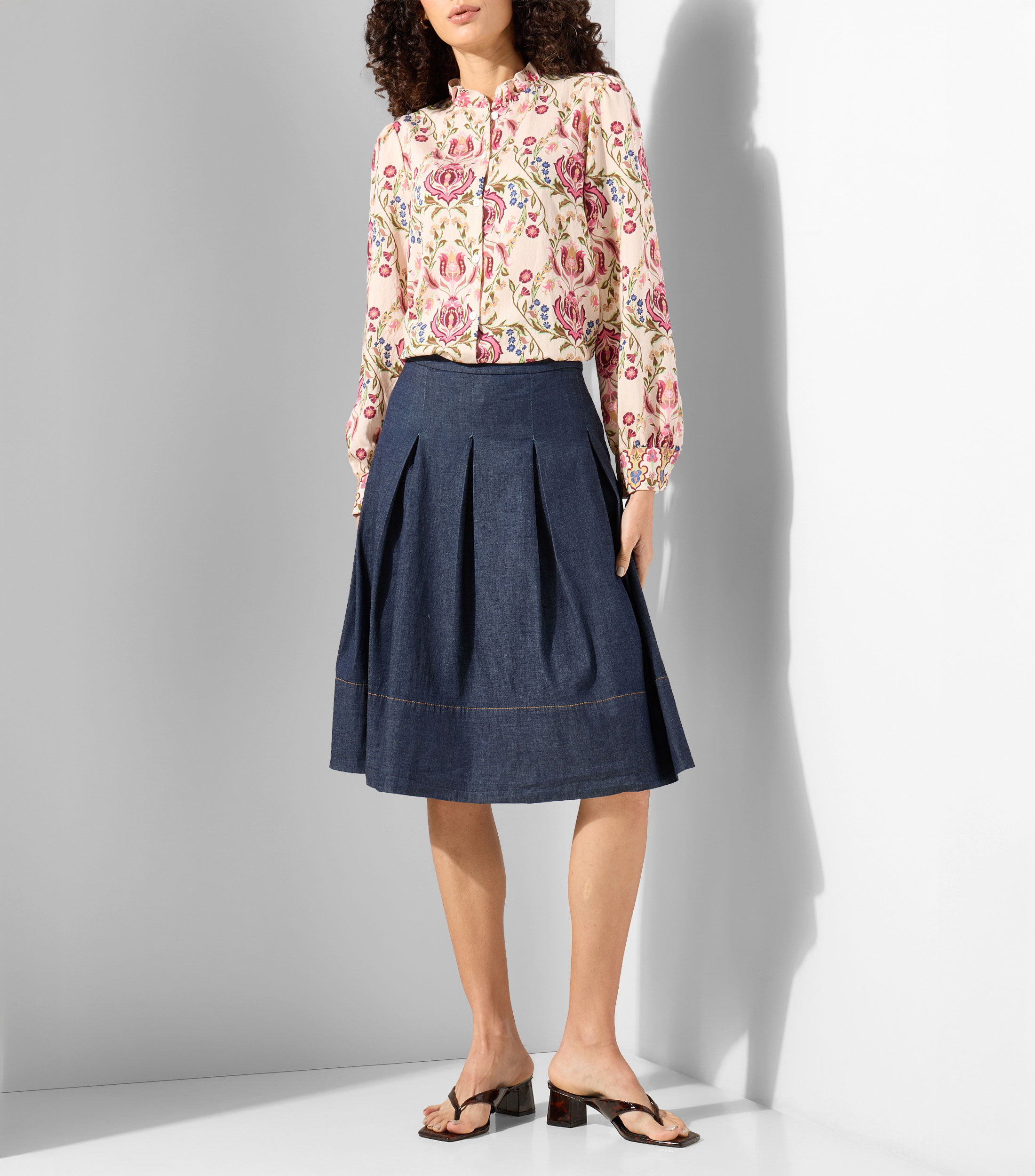 Camisa con estampado manga larga Mujer