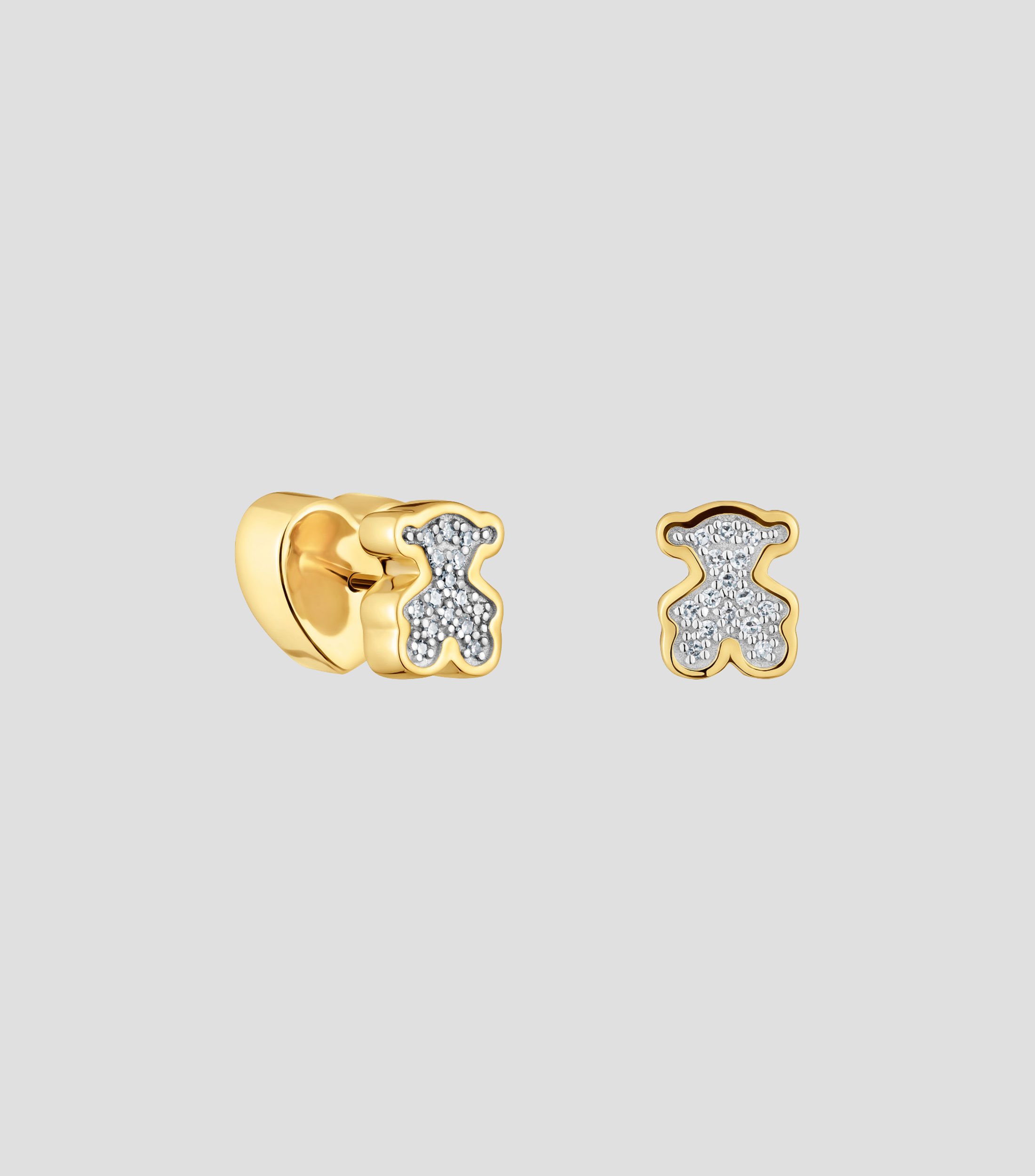 Aretes en plata .925 corazón con diamantes Tous 1950 Mujer