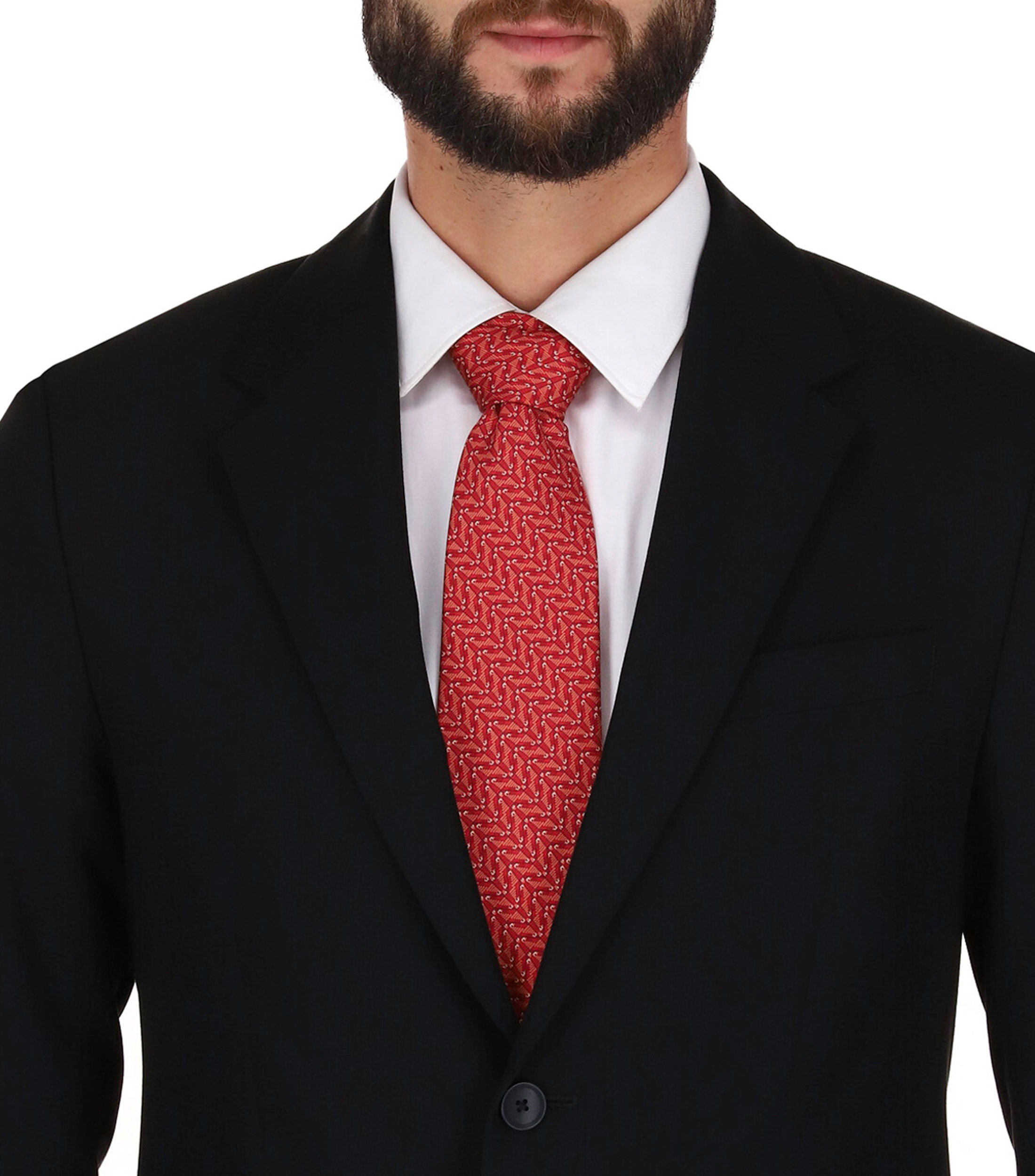 Corbata ancha en seda naranja con pirámides