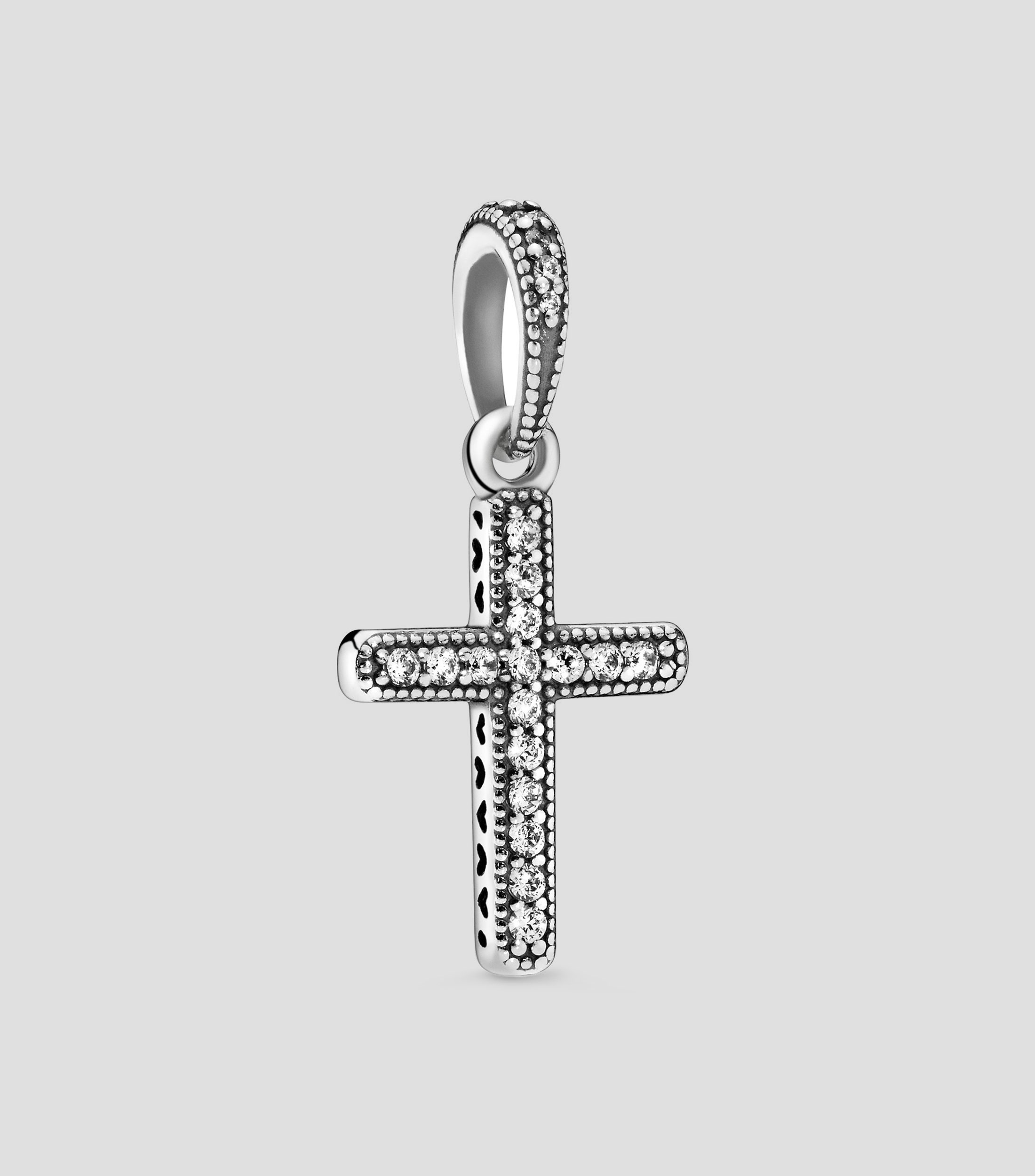 Dije de cruz en plata con zirconias cubicas Mujer