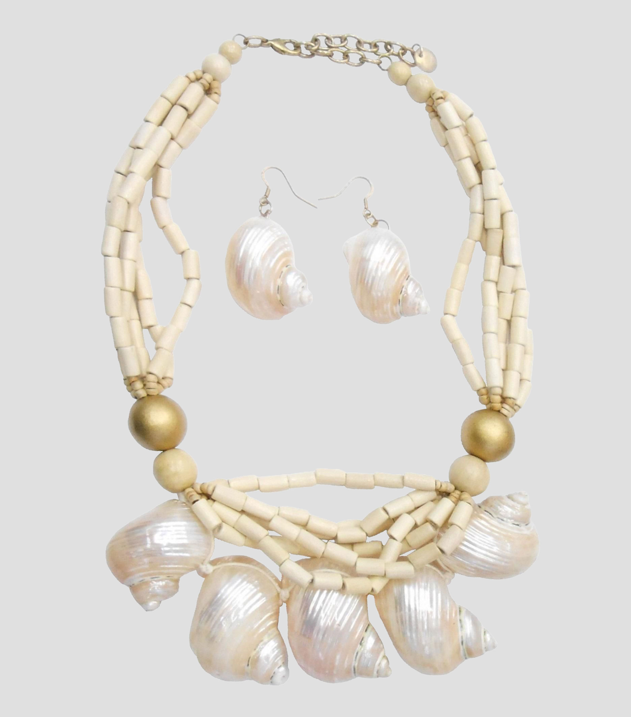Set collar y aretes conchas de caracoles Mujer