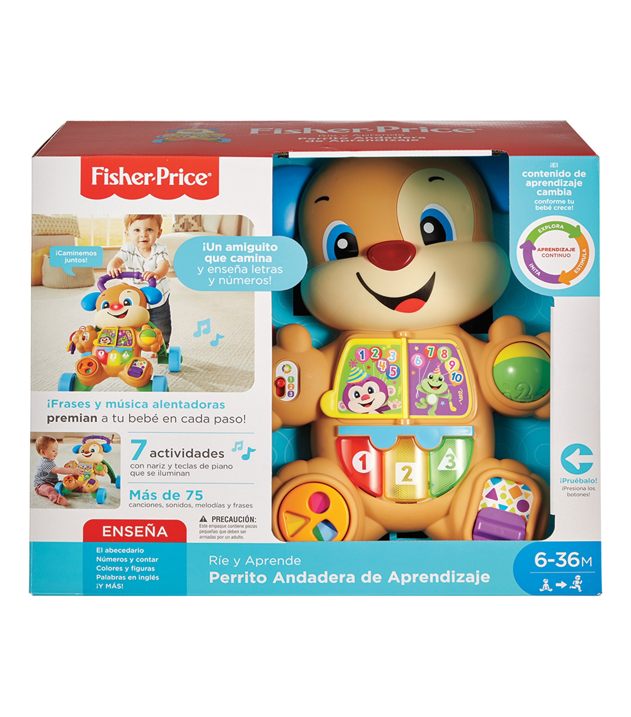 Fisher-Price Ríe Y Aprende Perrito Grande – Peluche Musical Con Luces, 2 Niveles De Aprendizaje, Canciones Y Frases, Regalo Para Bebés De 18 A 36 Meses