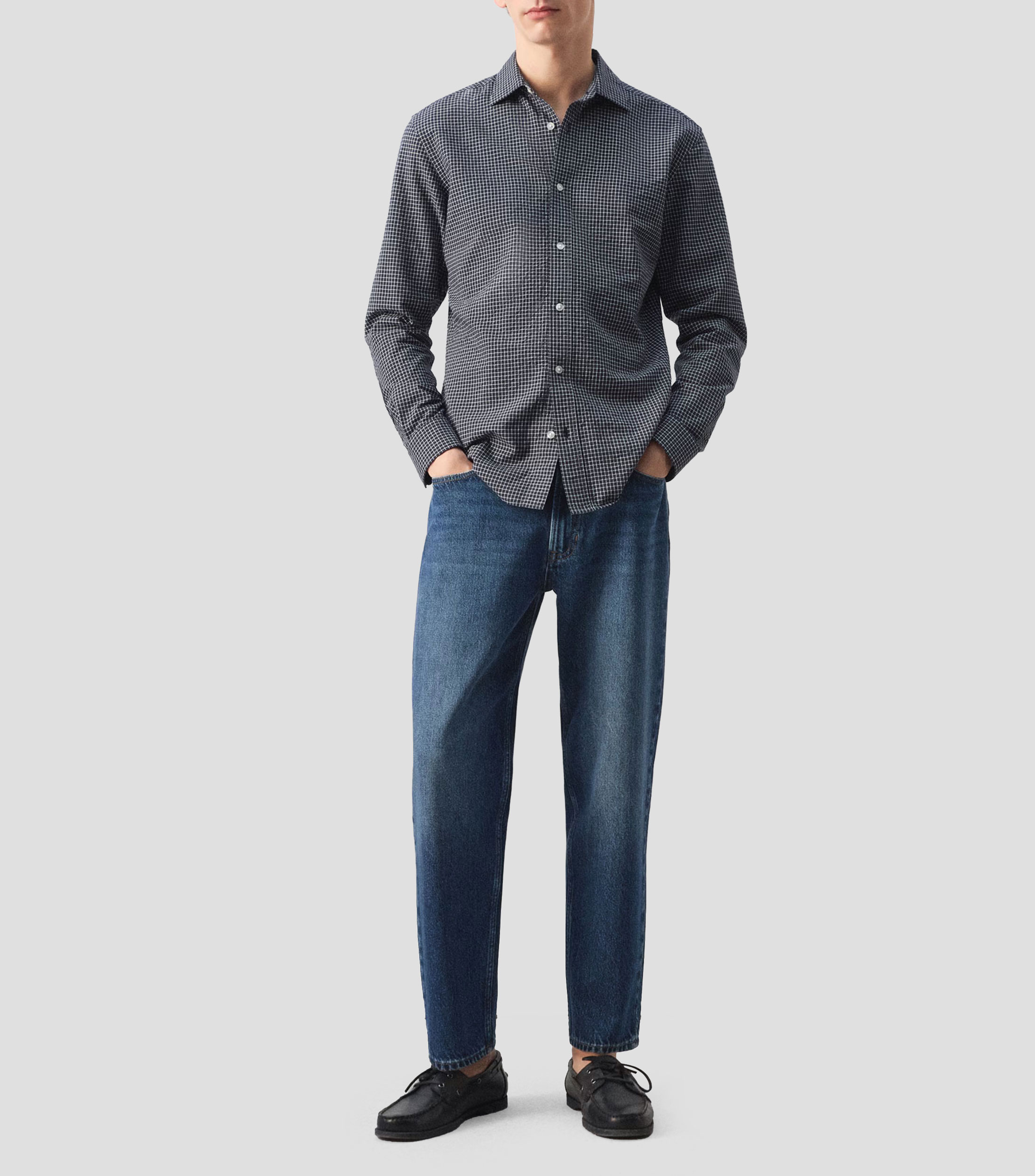 Camisa con cuadros manga larga Hombre