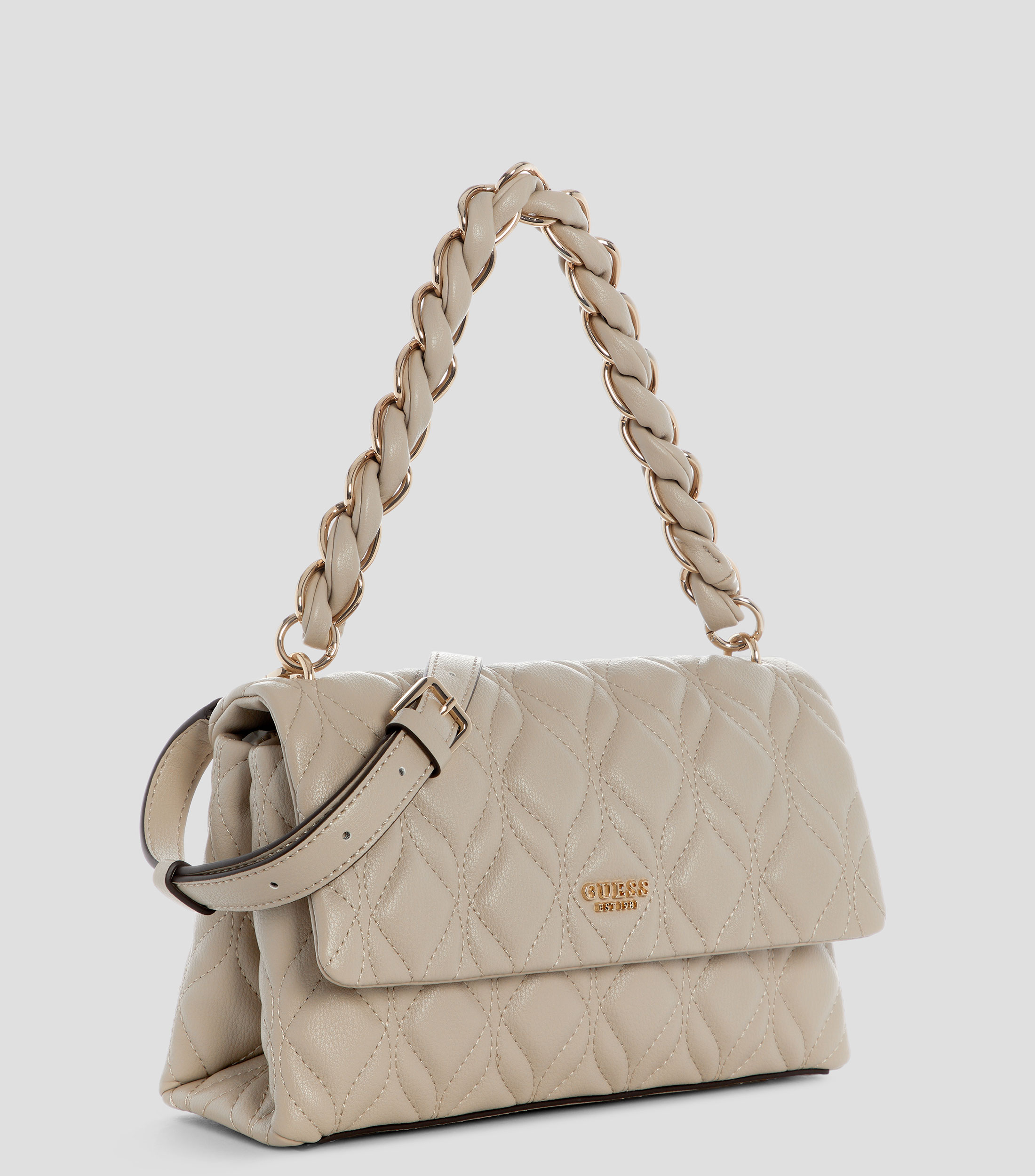 Bolsa crossbody beige sólida Mujer