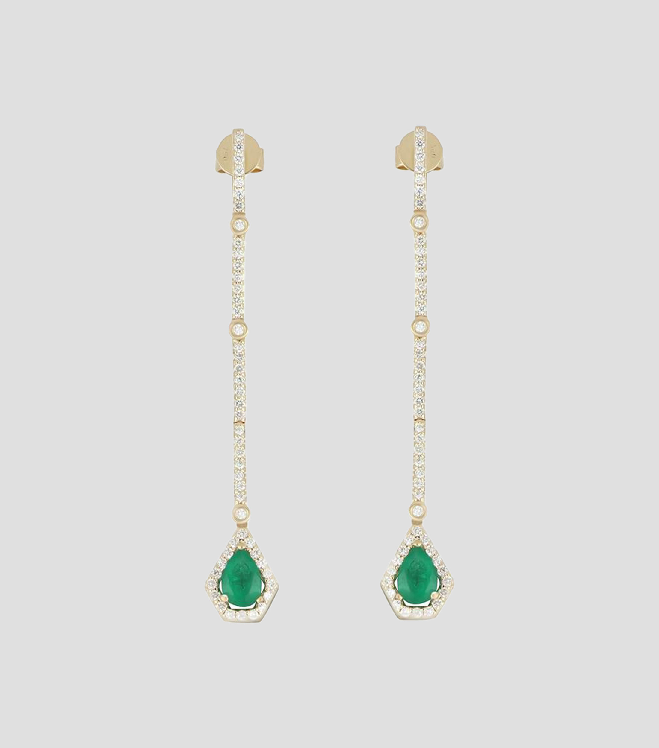 Aretes en oro amarillo 18 Kilates con Esmeralda y Diamantes Mujer
