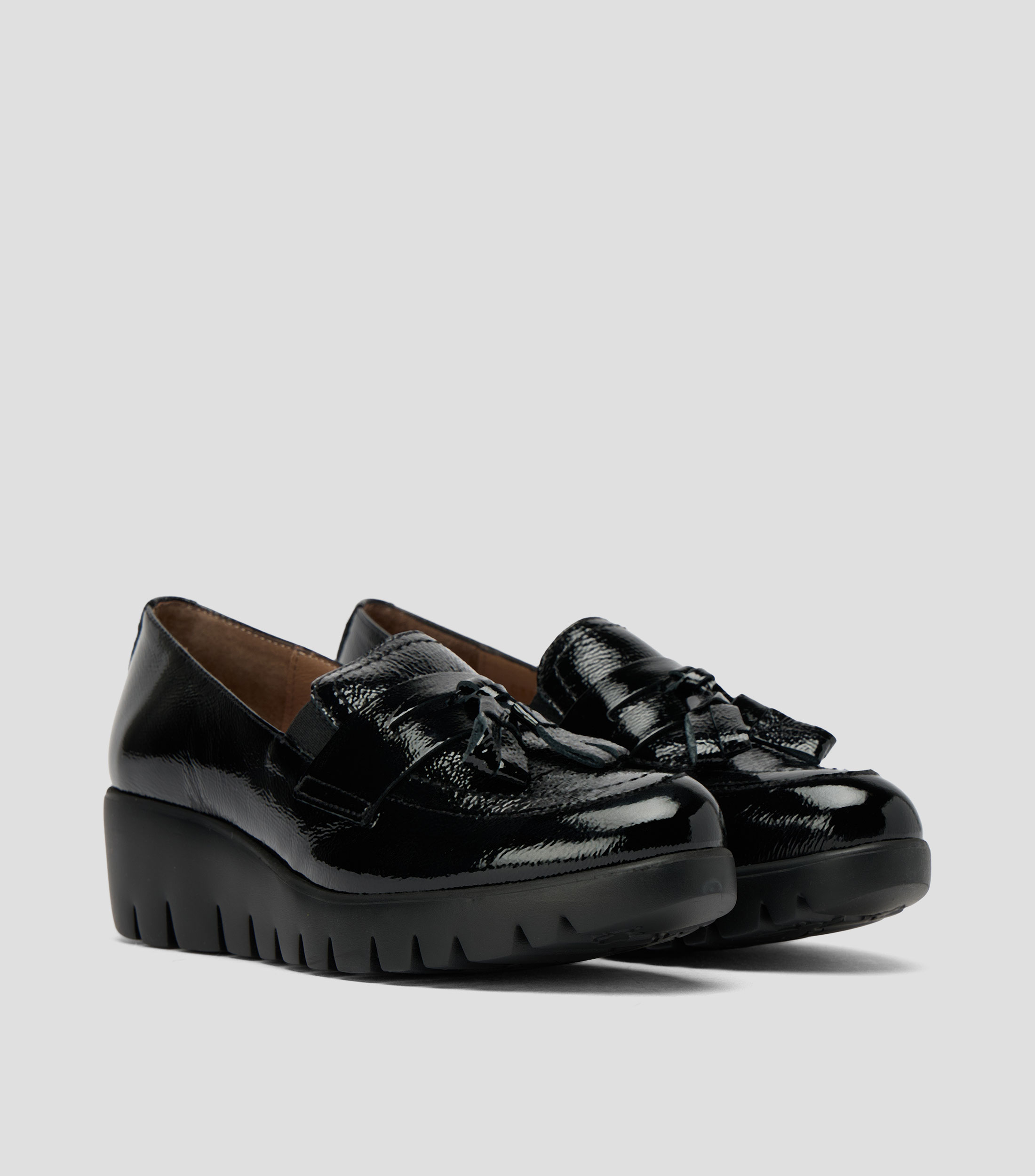 Zapatos casuales tacón bajo ancho en piel Mujer