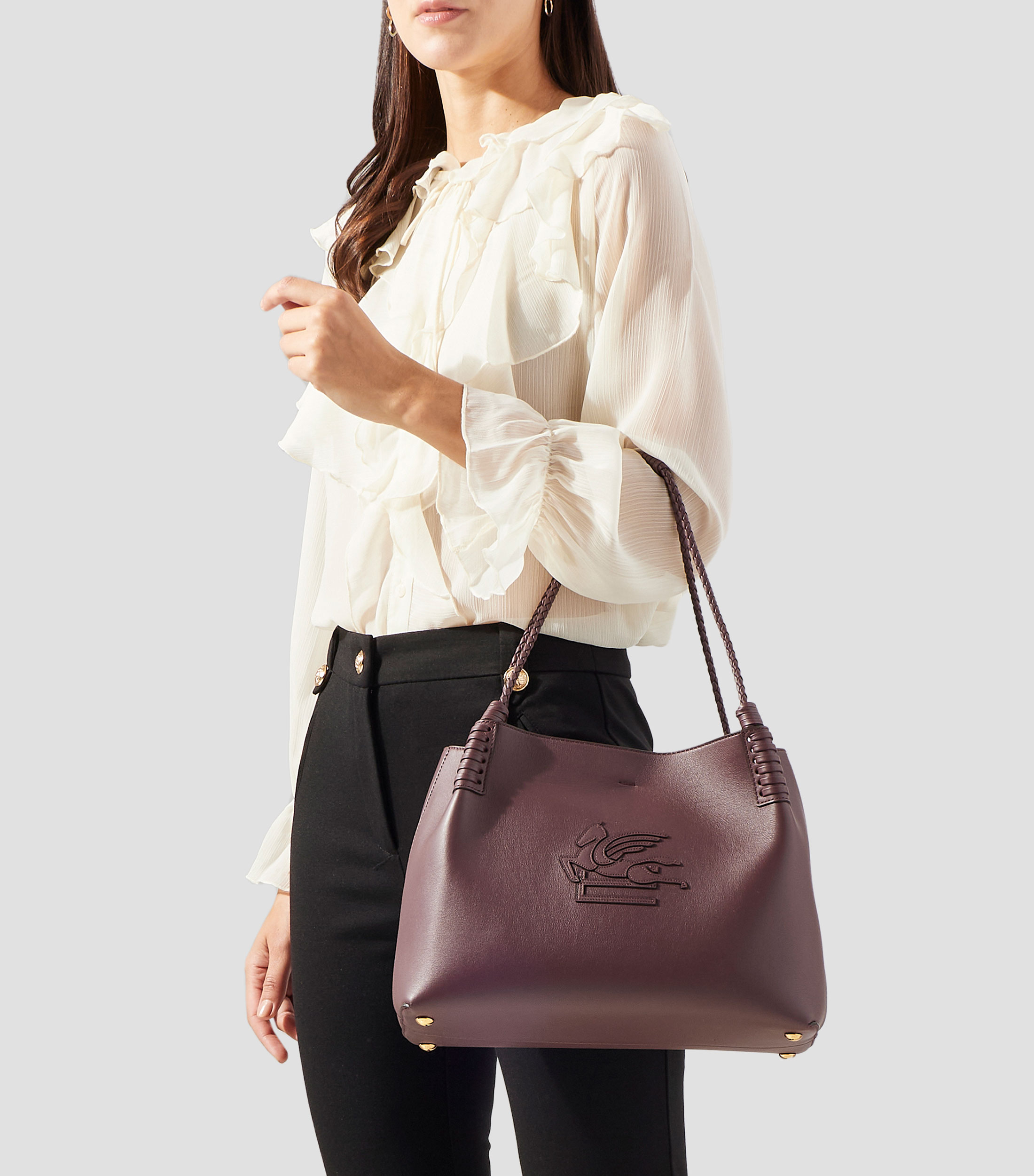 Bolsa Shoulder en piel vacuna Shopping Libra lisa Mujer