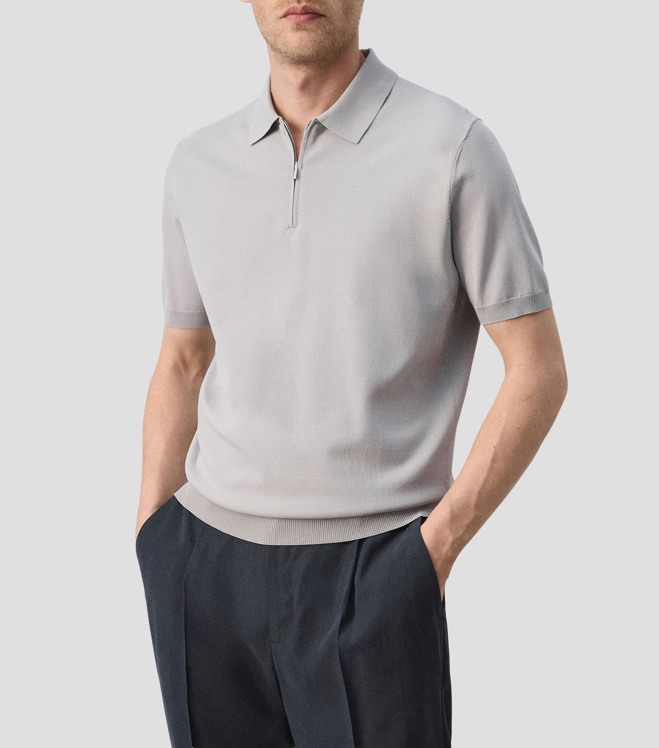 Playera tipo polo manga corta lisa Hombre