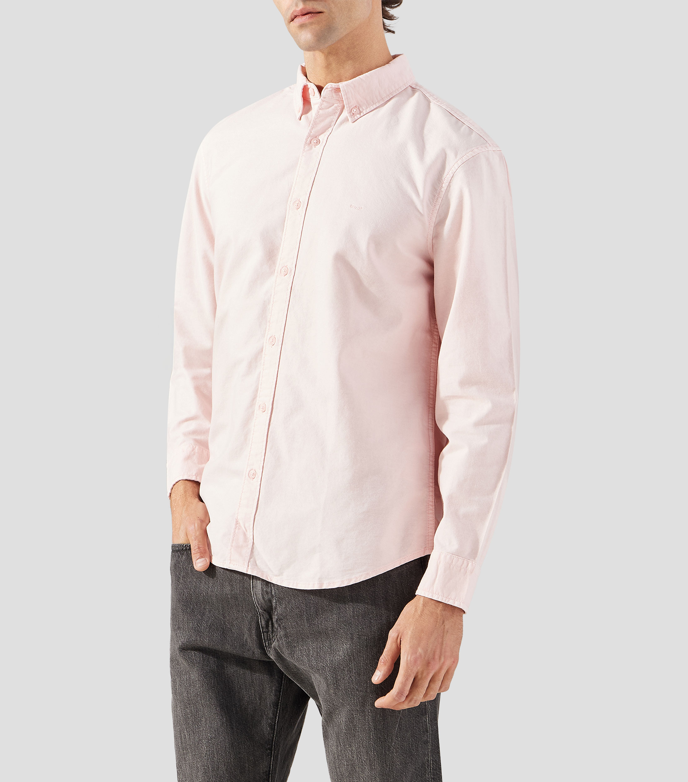 Camisa lisa manga larga Hombre