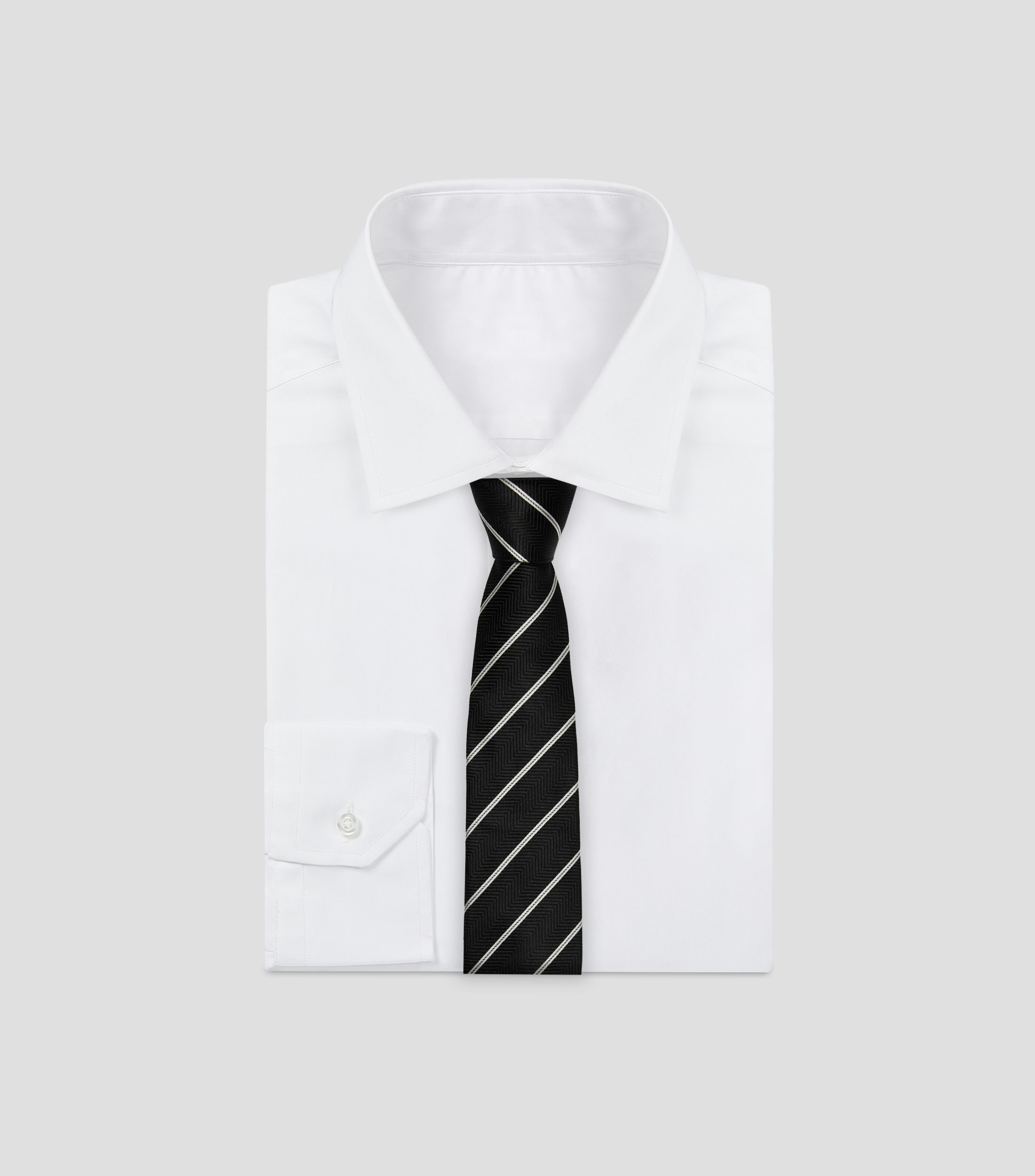 Corbata ancha en seda negro con rayas Torino