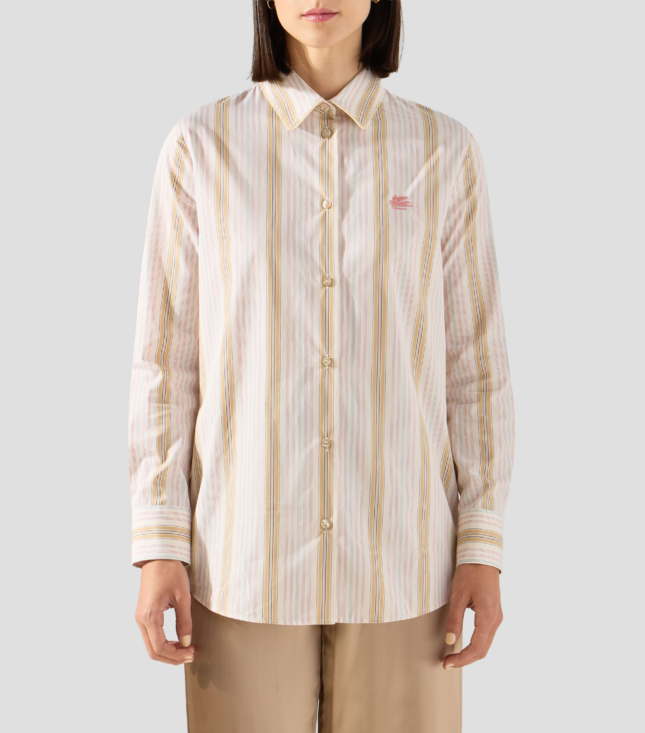Camisa a rayas manga larga Mujer