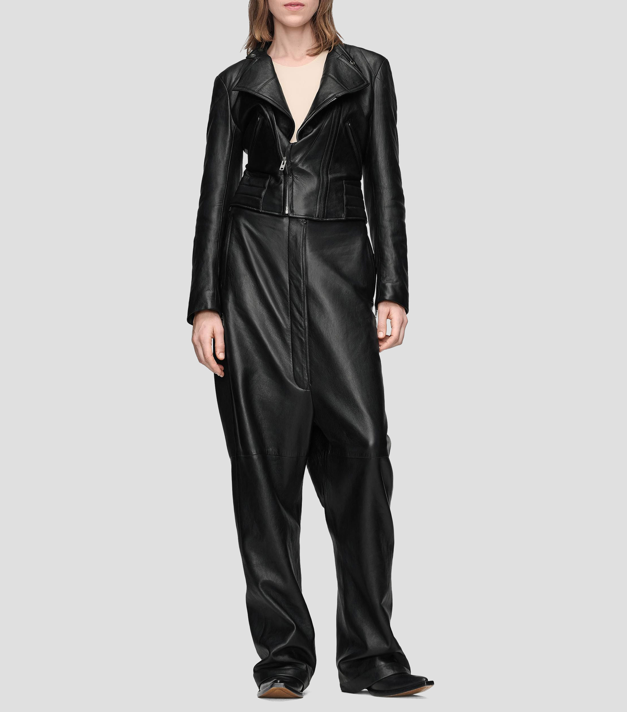 Chamarra biker de piel Mujer