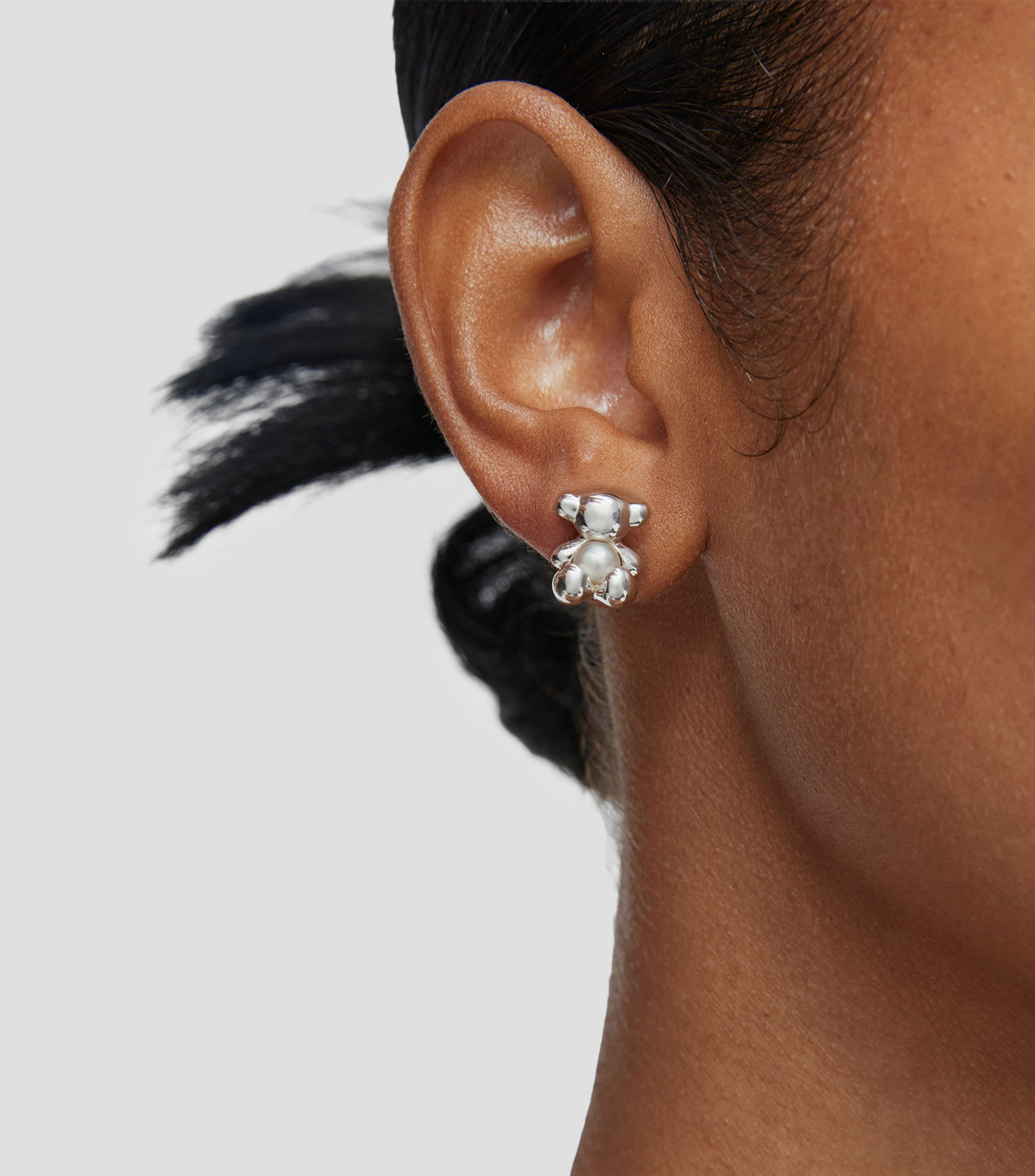Aretes oso con nacar Mujer