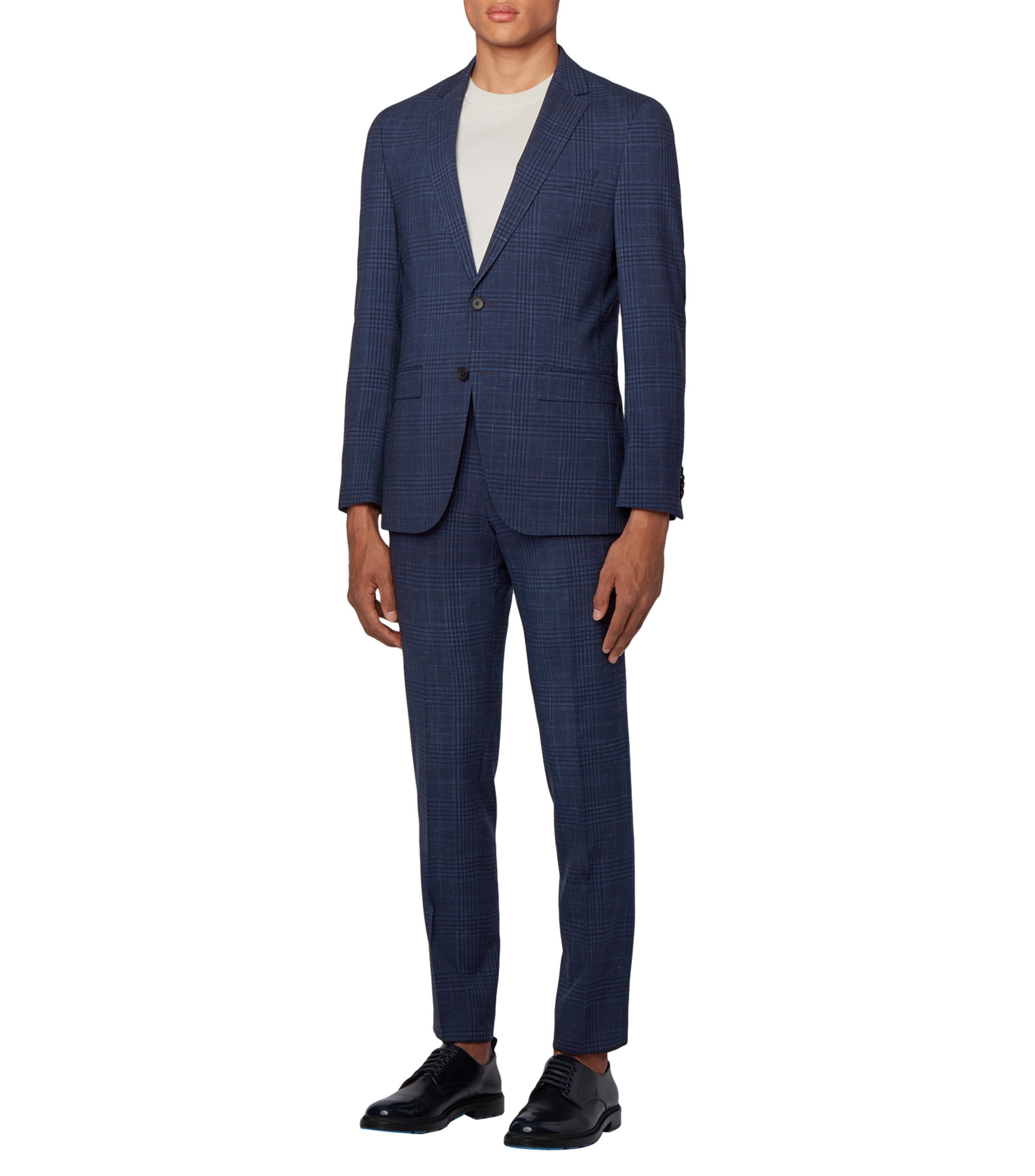Boss Traje Slim Fit a cuadros en lana virgen y lino - El Palacio de Hierro