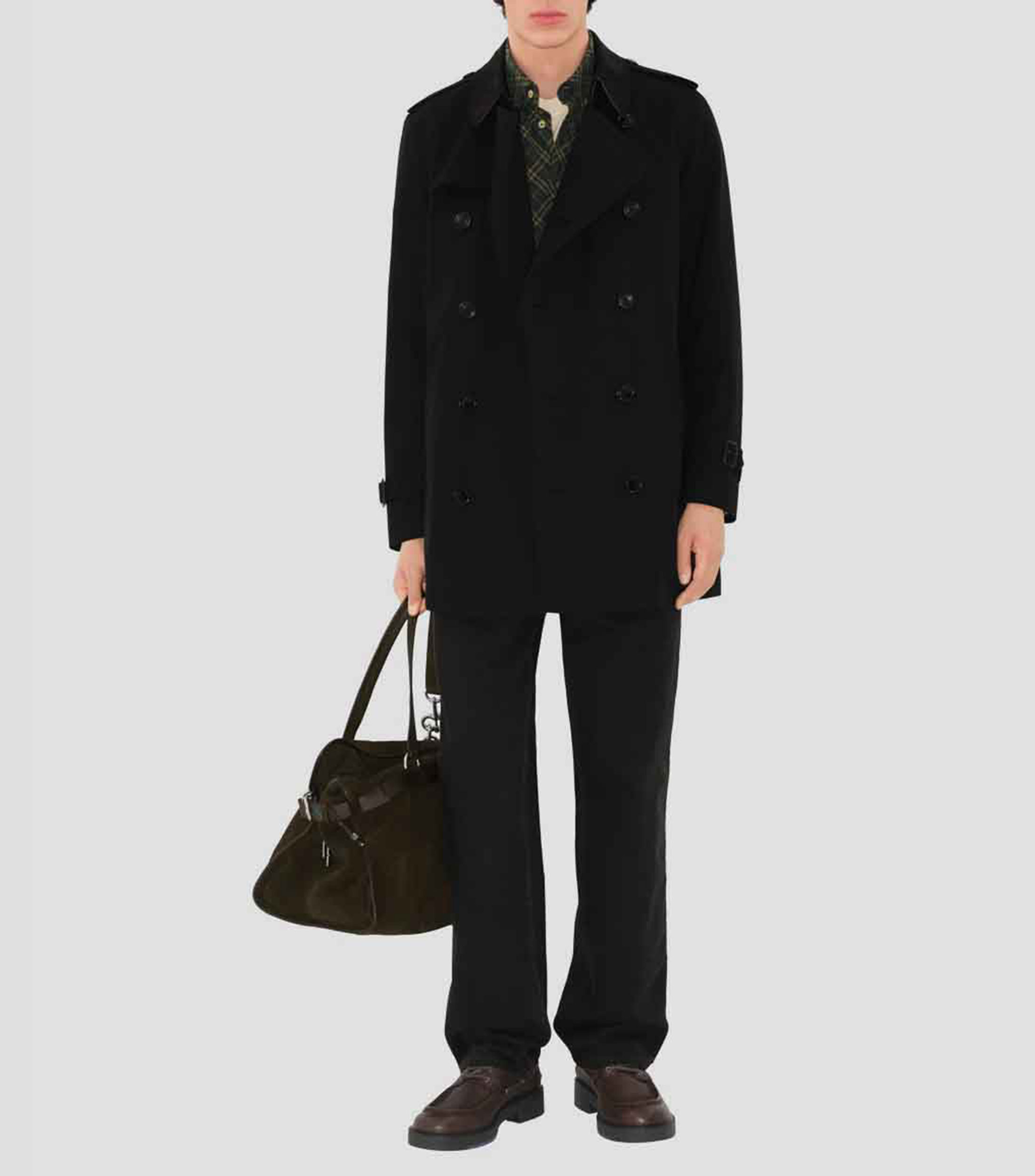 Gabardina corta con botonadura Hombre