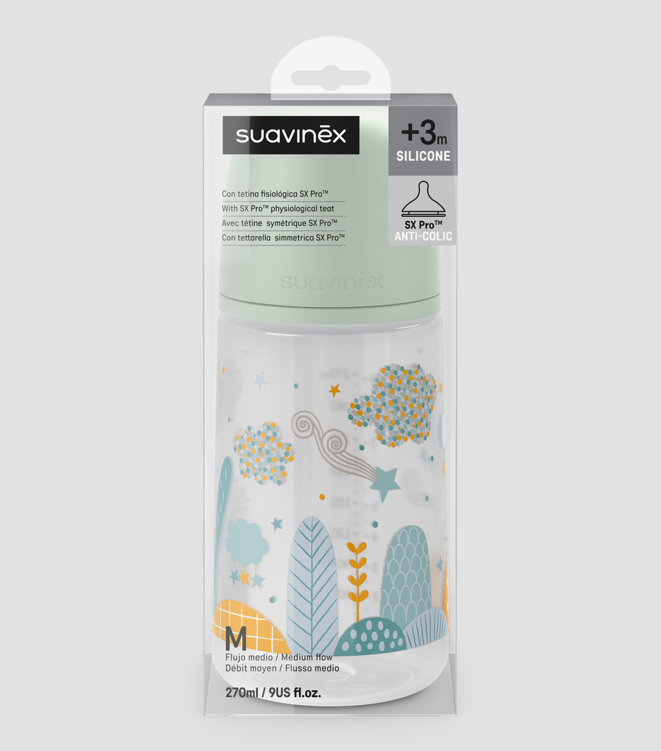 Biberón Anticólicos azul, 270 ml