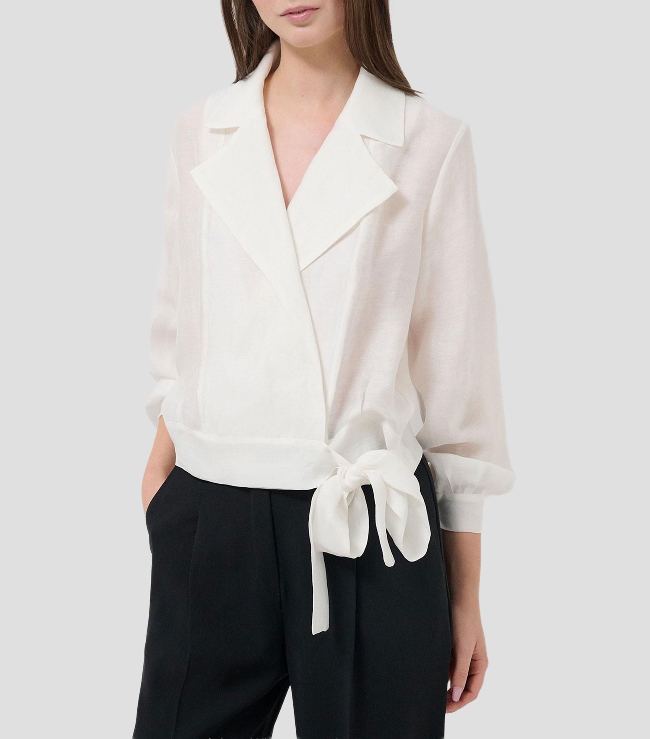 Blusa lisa manga larga Mujer