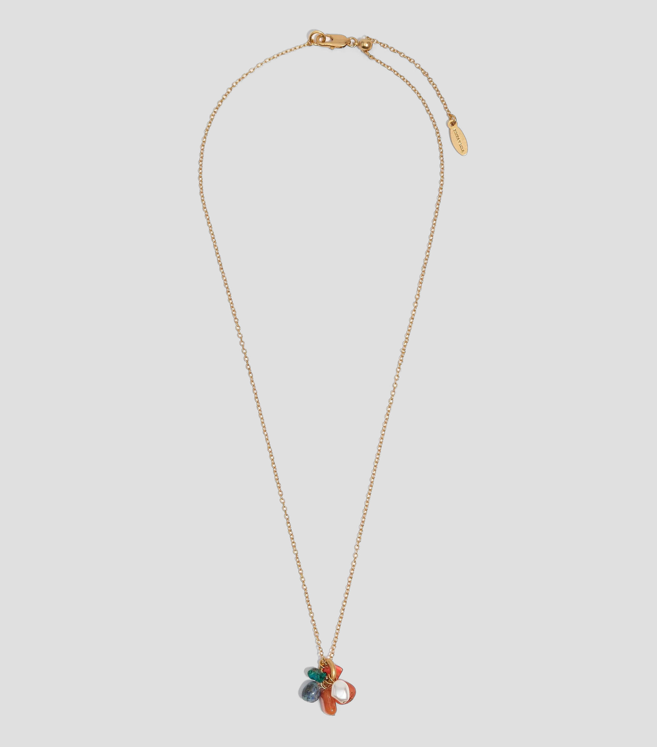 Collar con ramillete de piedras multicolor y perla dorada Mujer