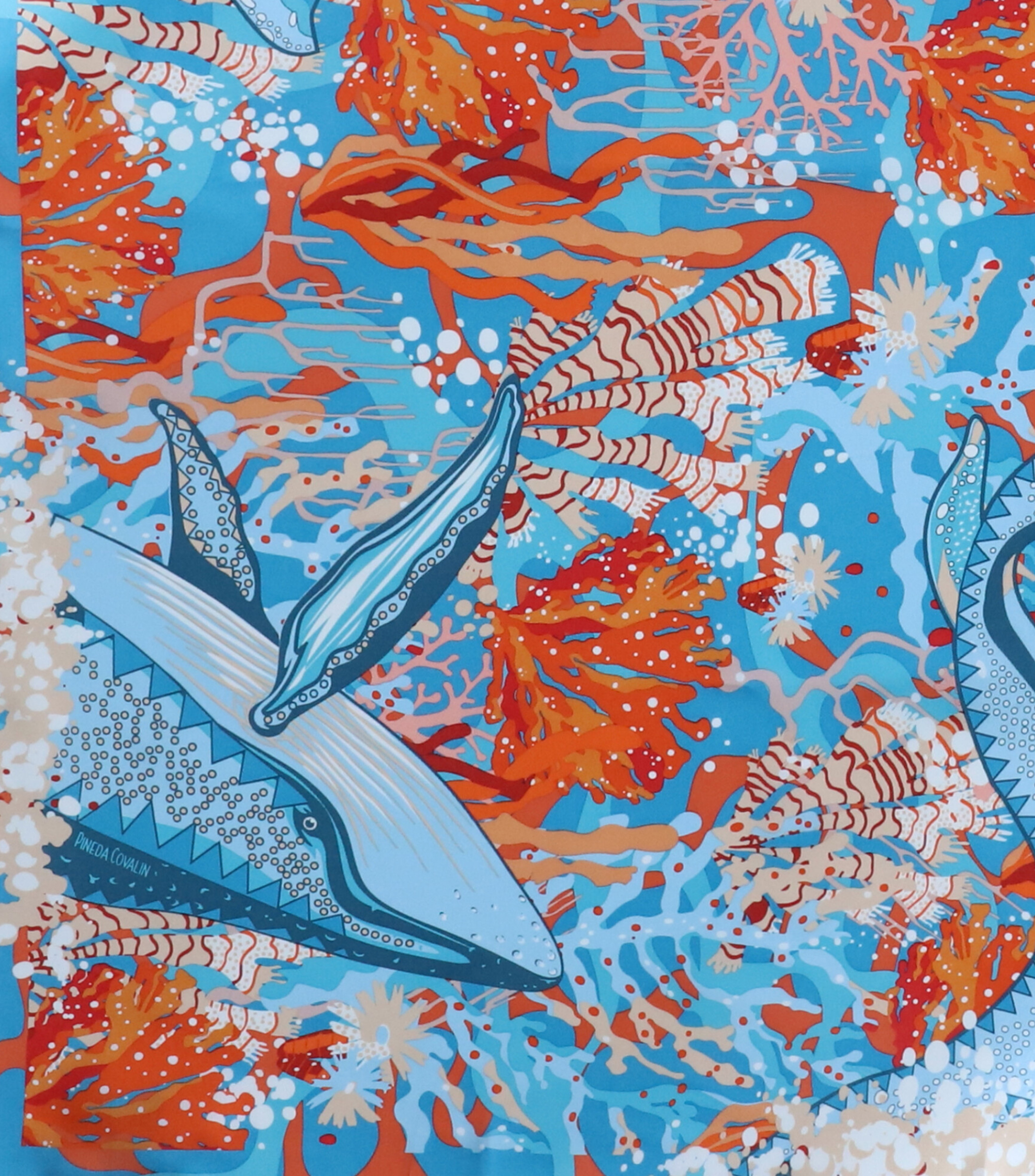 Mascada multicolor con ballenas Mujer
