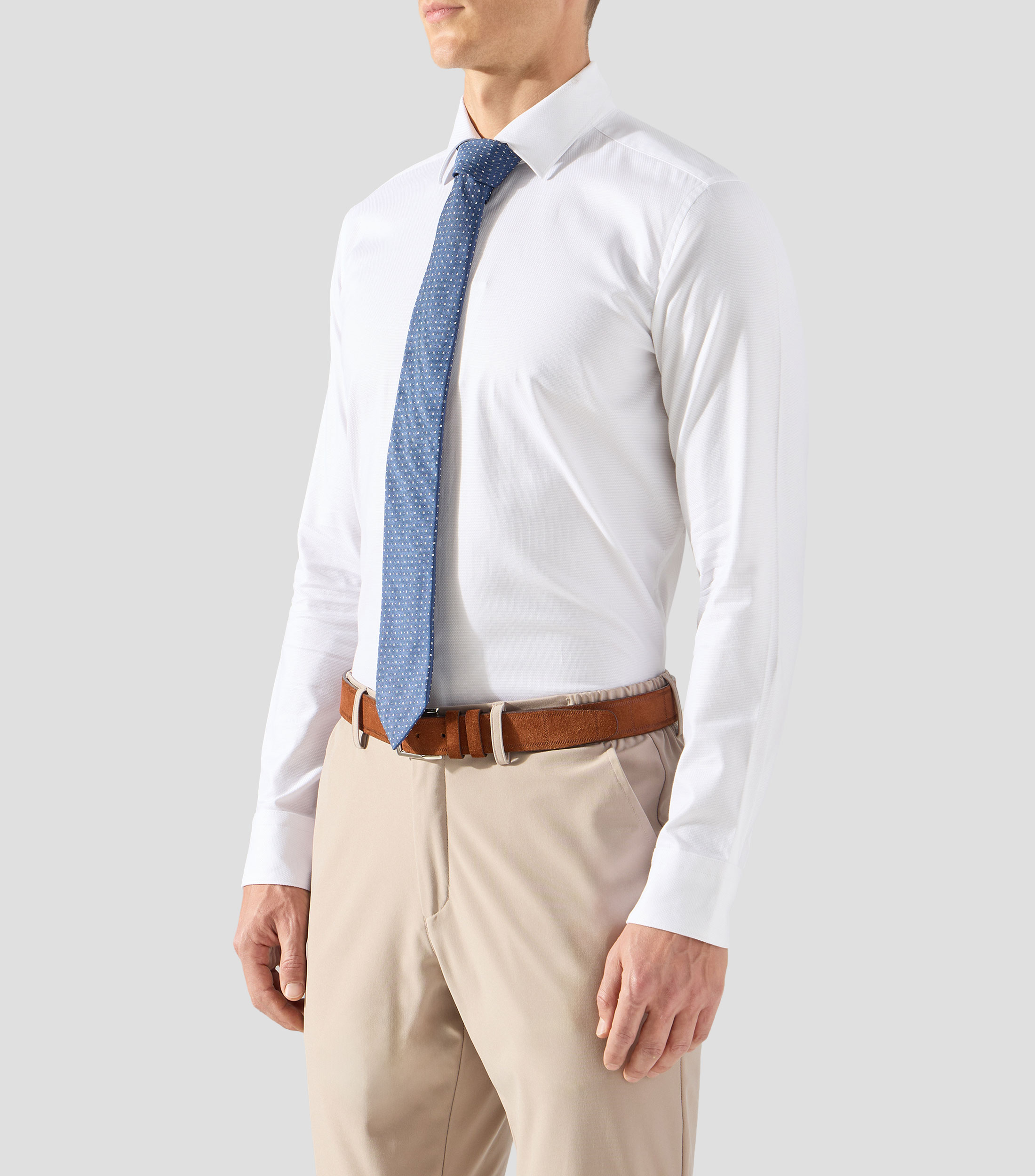 Camisa de vestir con microdiseño y manga larga Hombre