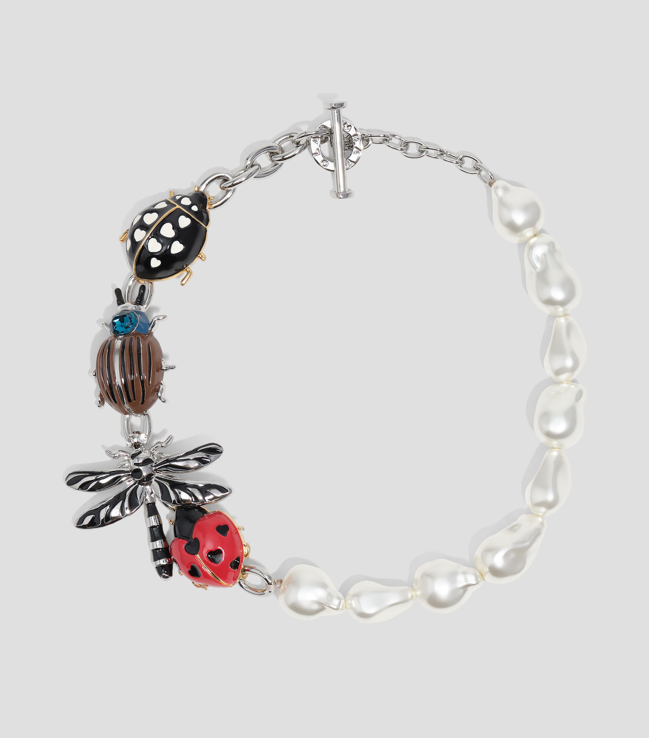 Collar con perlas escarabajo y libélula Mujer