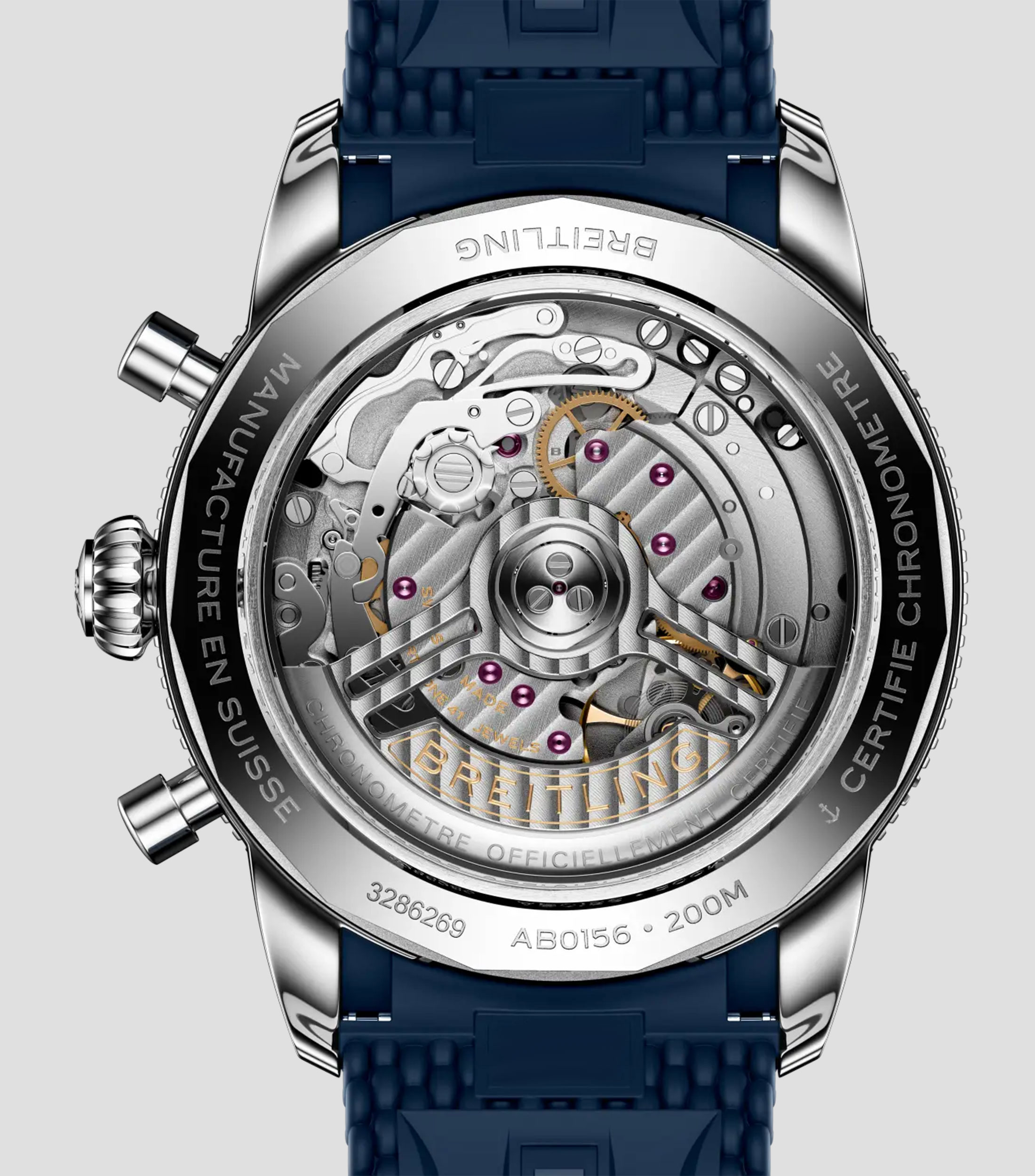 Reloj para Hombre Superocean Heritage B01 Chronograph 42 deportivo plateado, azul