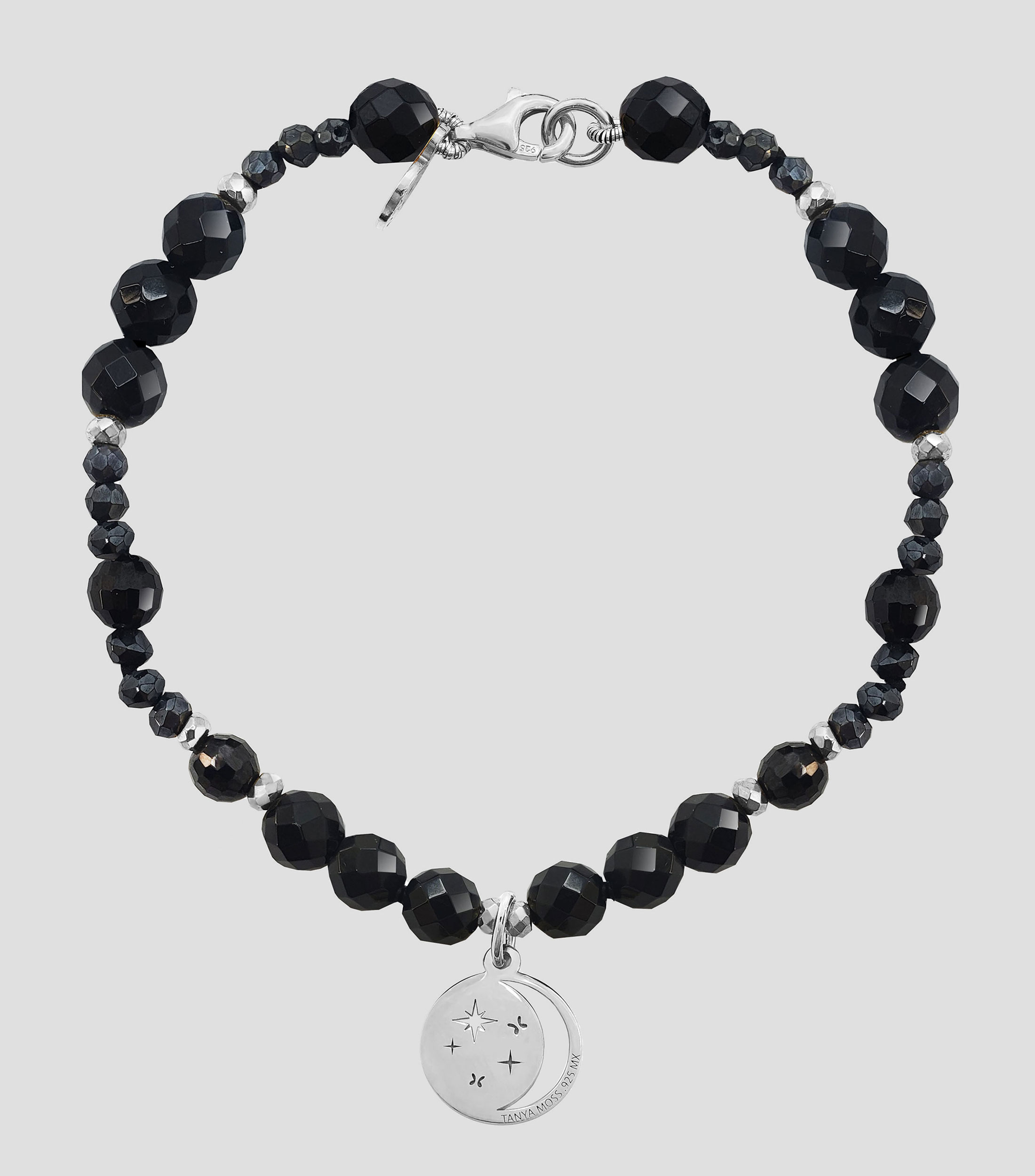 Pulsera en plata .925 Magia Luna Cosmos Ágata Negra Mujer