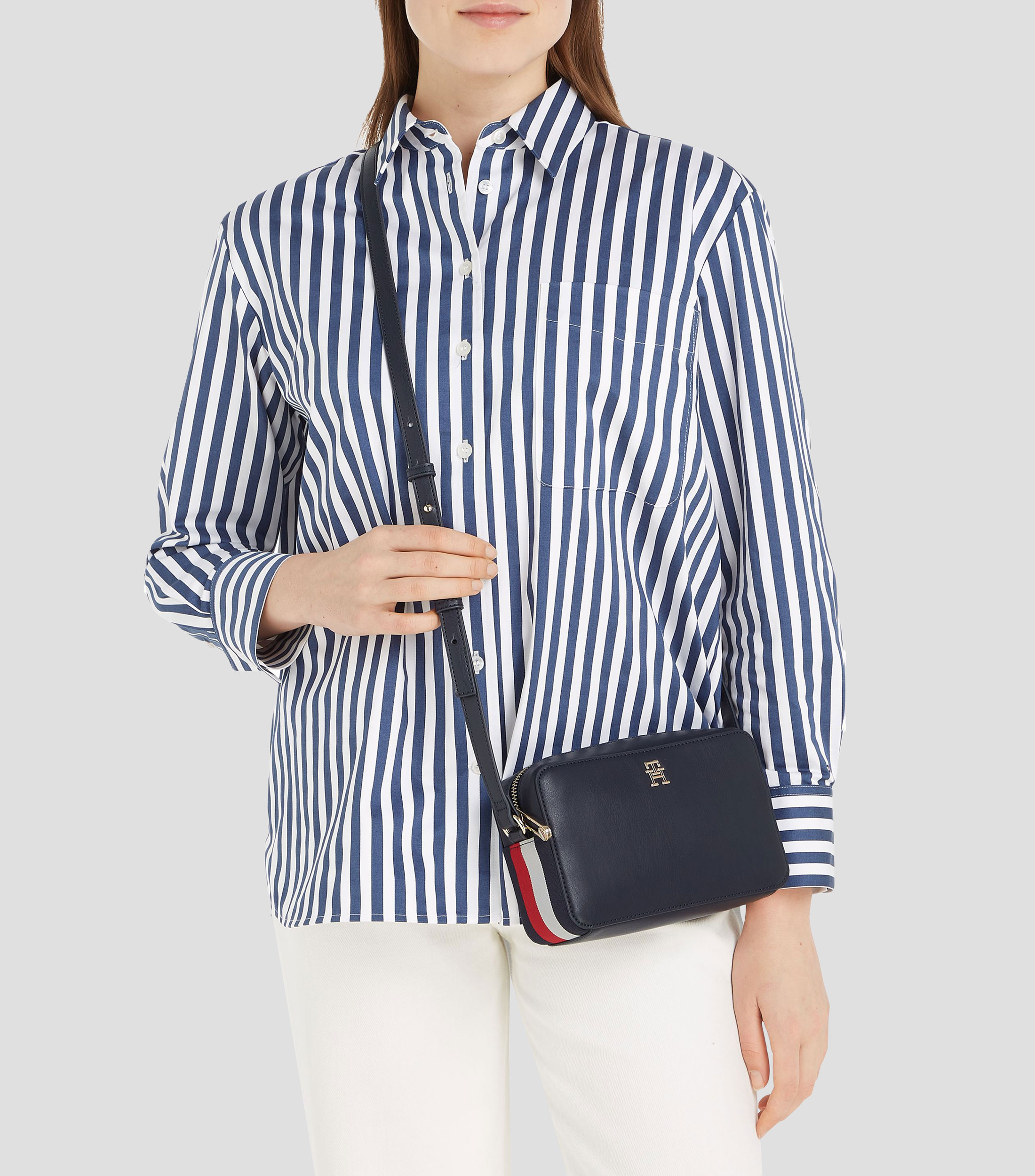 Bolsa crossbody azul lisa Mujer