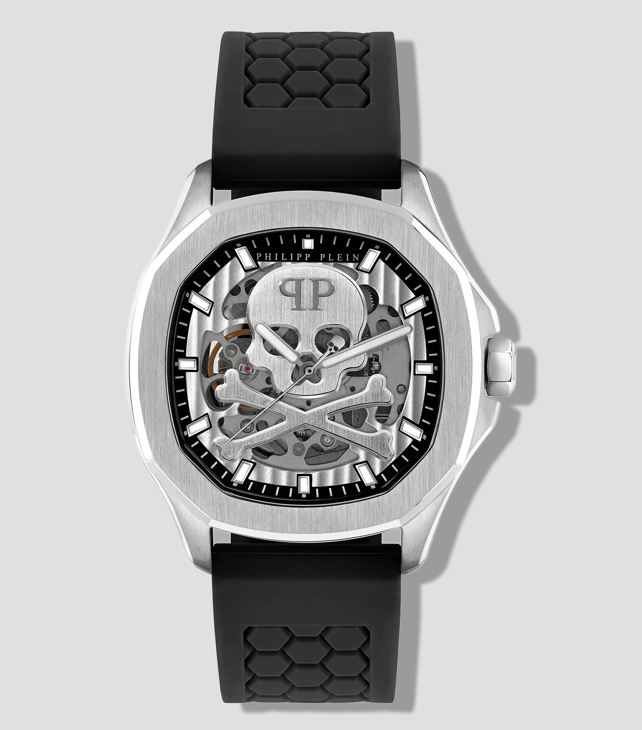 Reloj para hombre Skeleton Spectre casual, Plateado