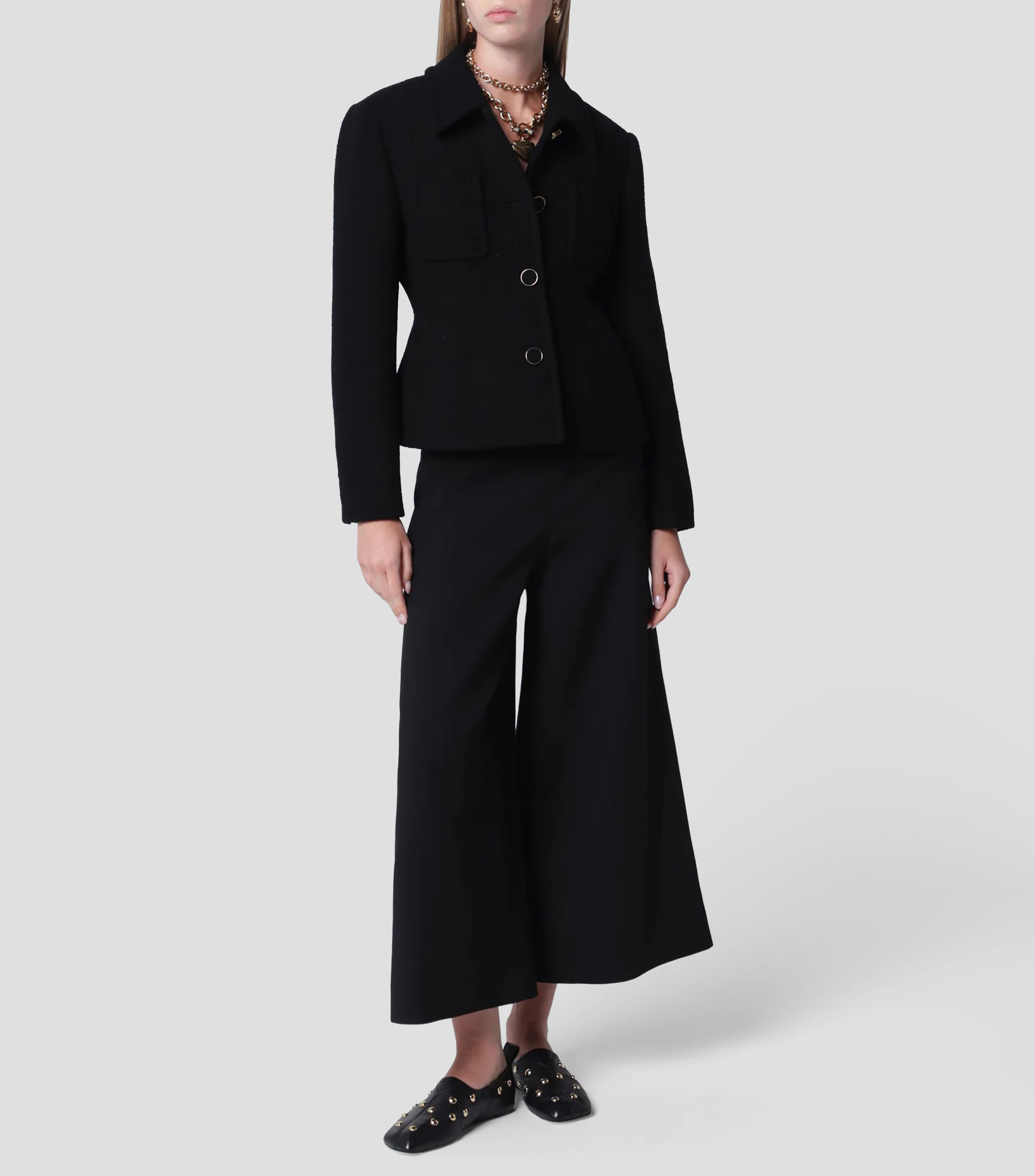 Saco liso con textura Mujer