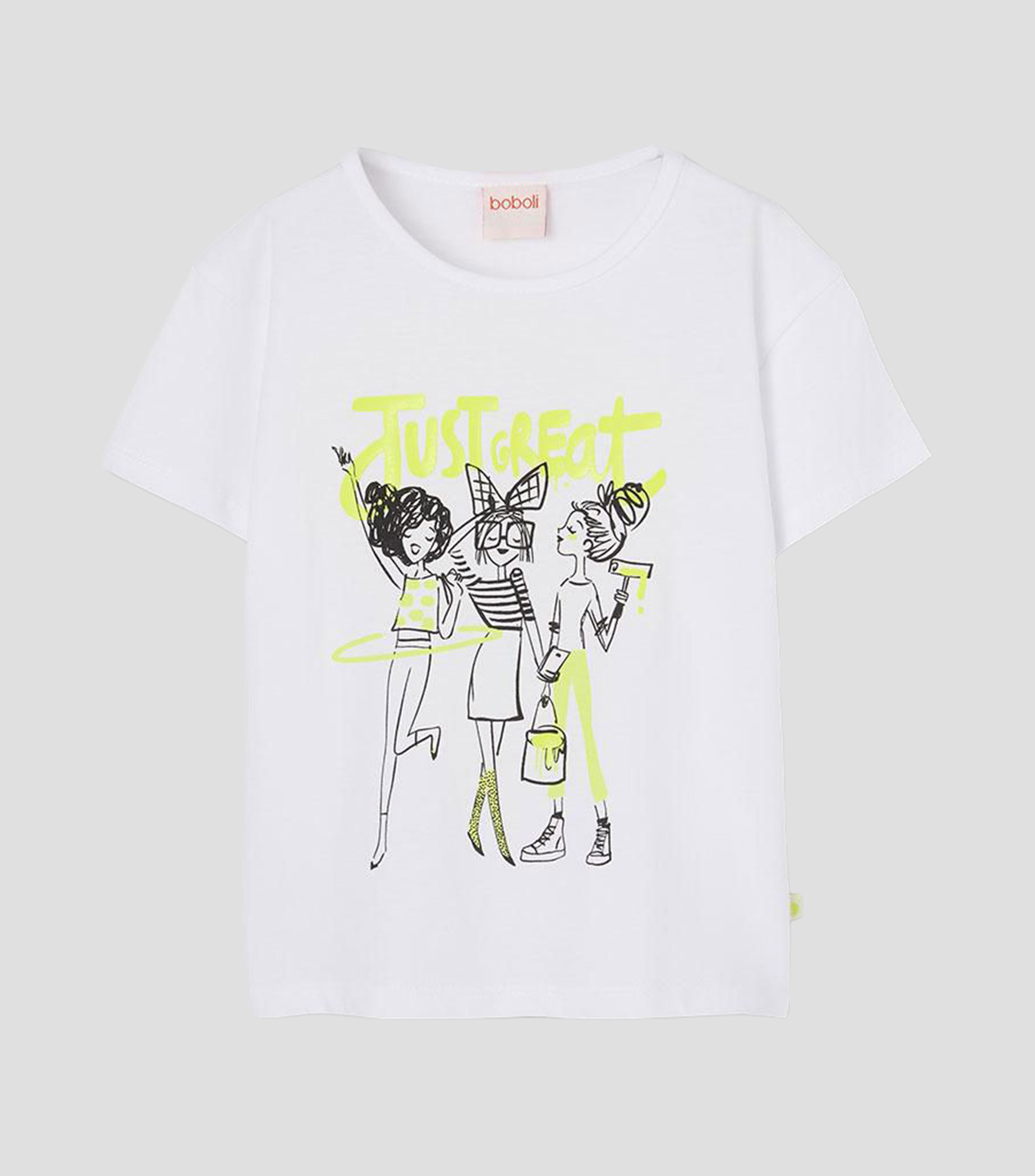 Playera cuello redondo manga corta estampada Niña
