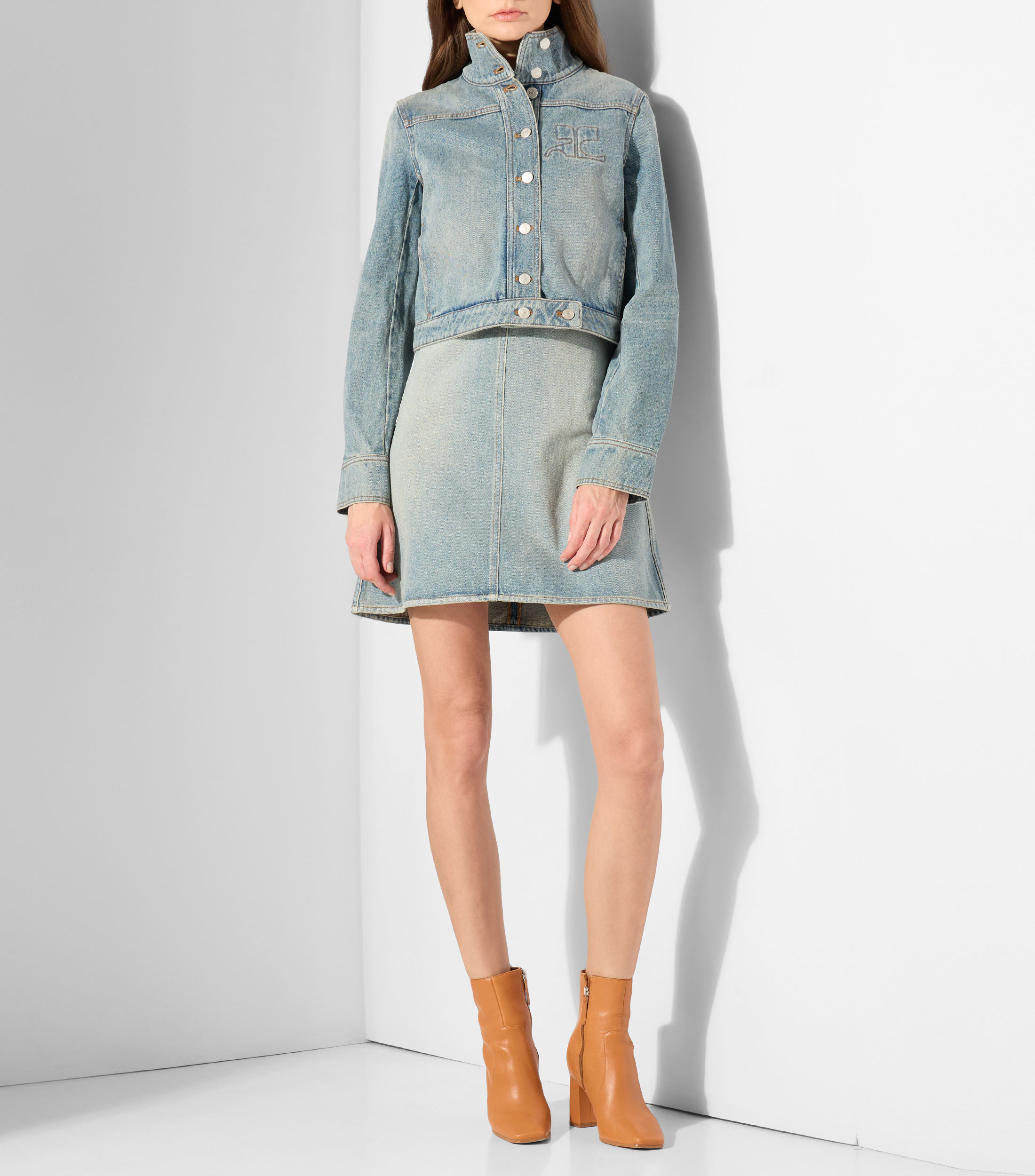 Vestido mini de mezclilla liso Mujer