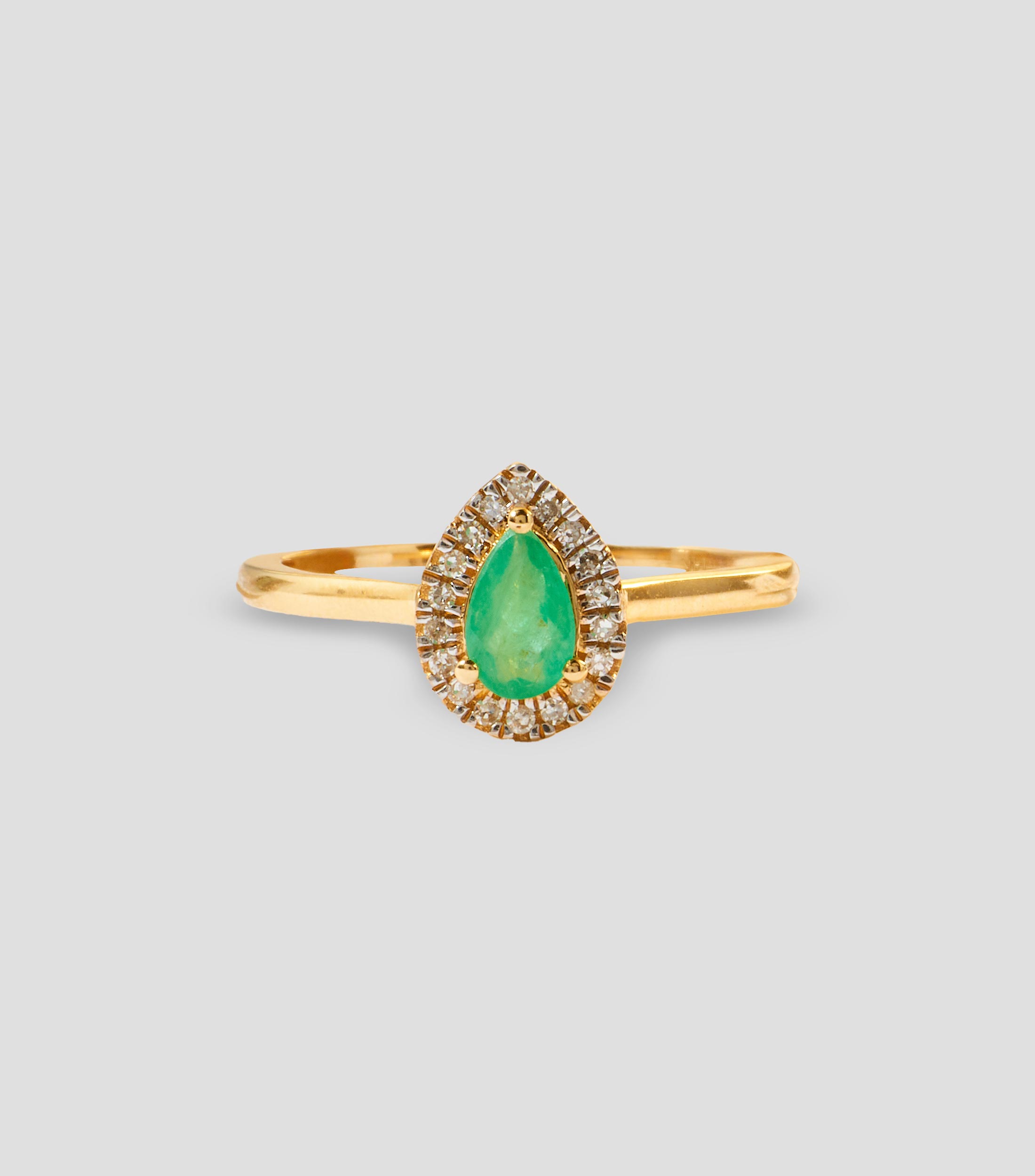 Anillo en oro de 14 Kilates con esmeralda Mujer