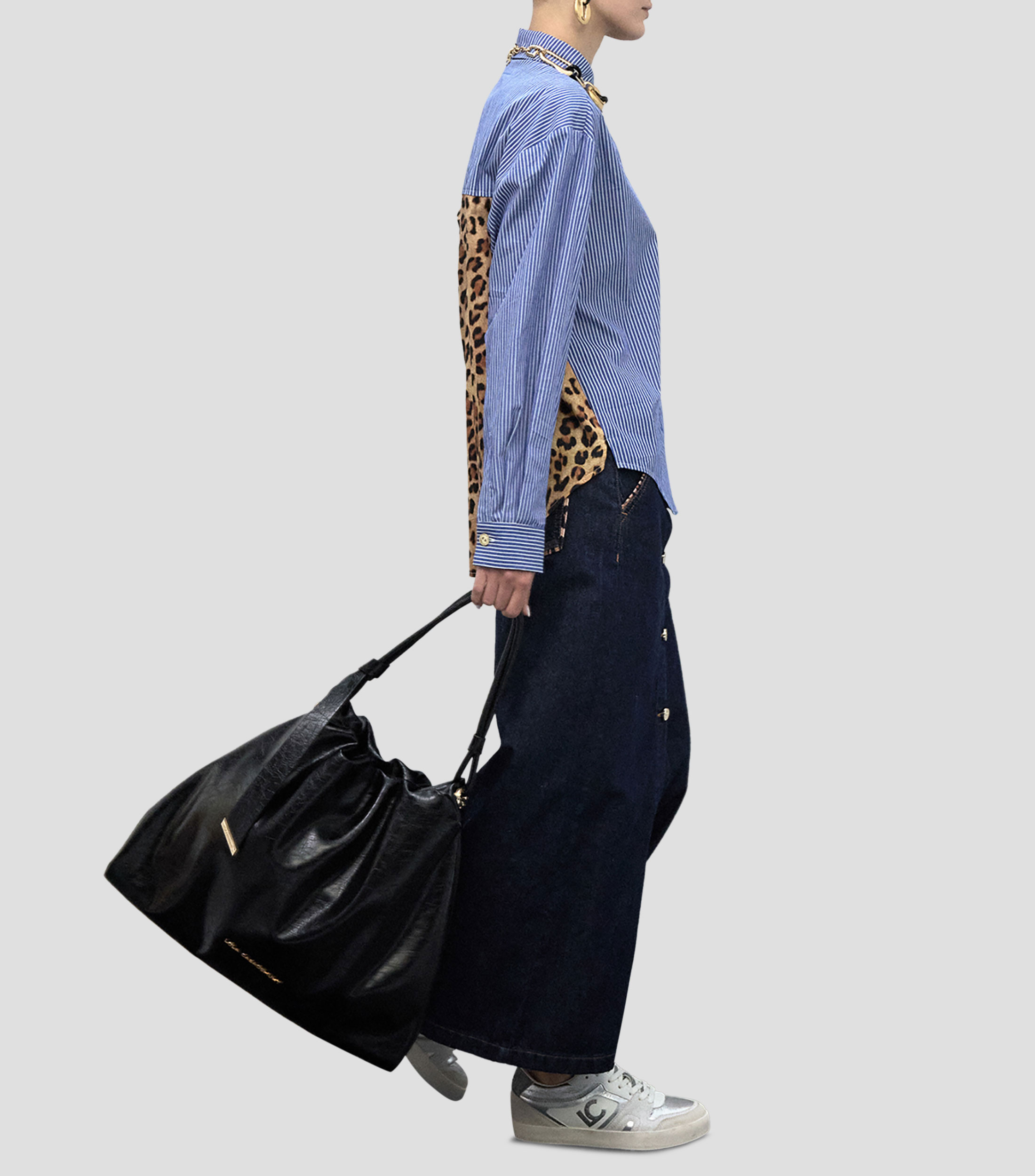 Bolsa tote negra lisa con textura Mujer