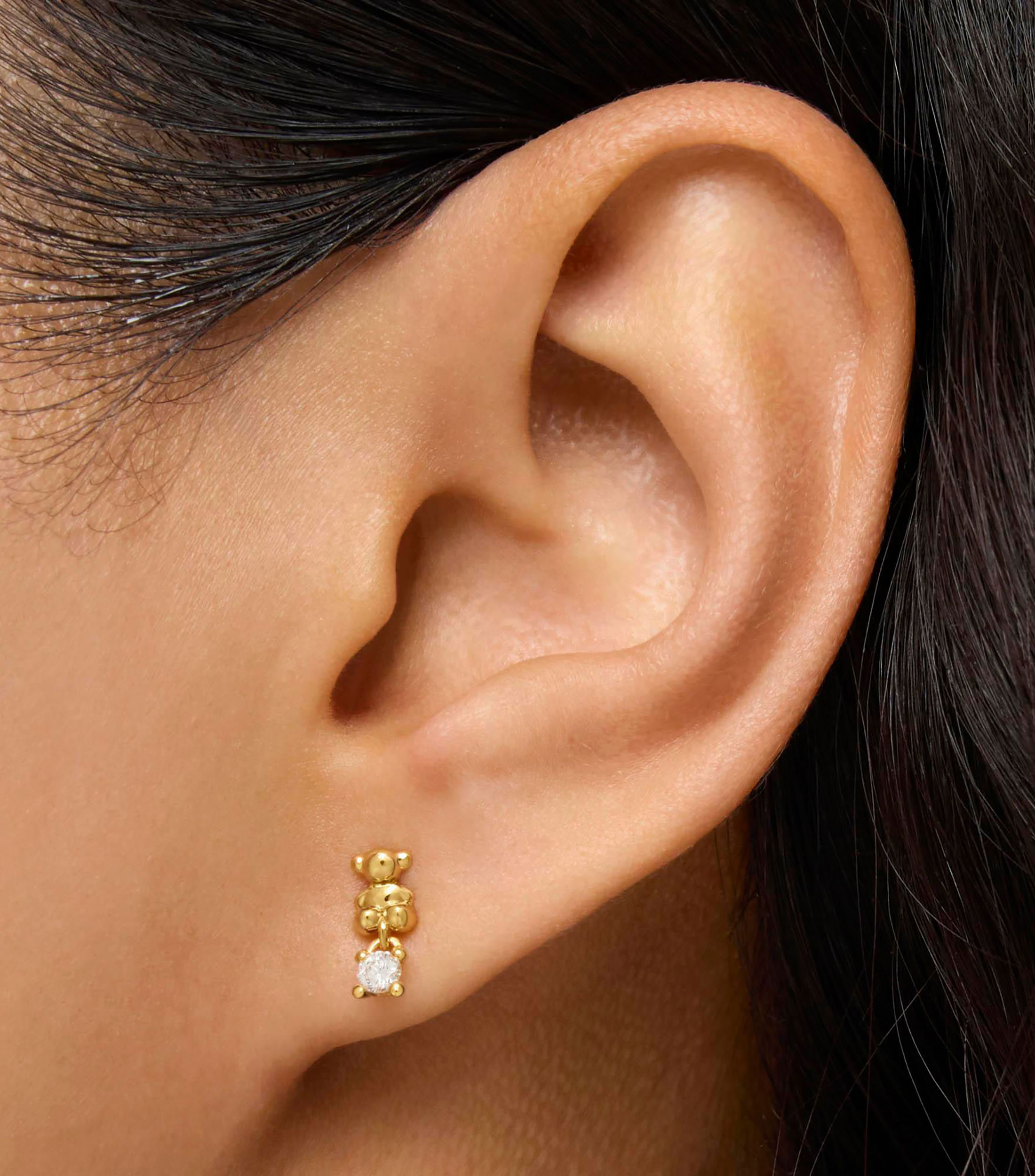 Aretes de oso en plata .925 con diamantes Bold Bear Mujer