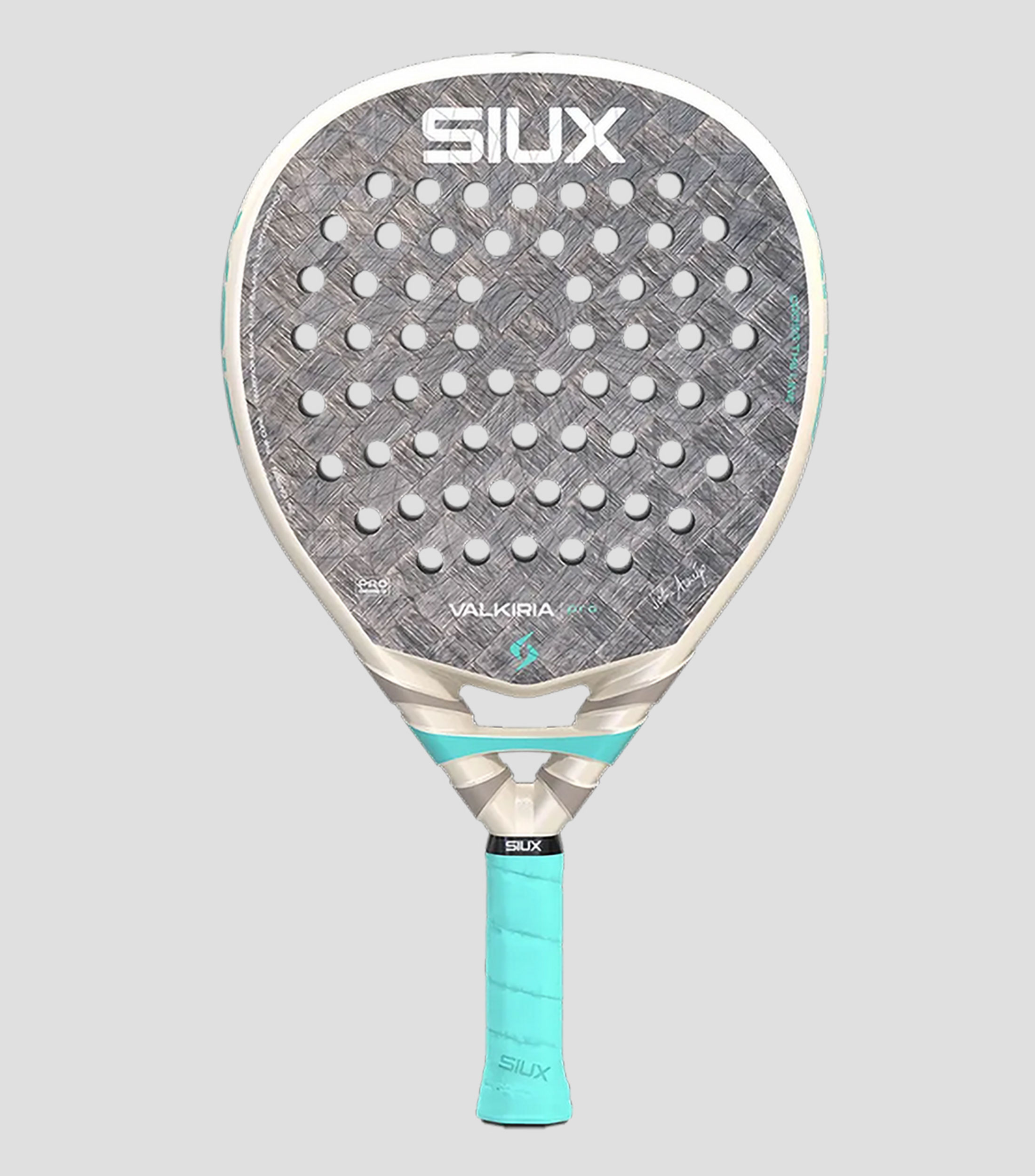 Pala VALKIRIA PRO para pádel crema y turquesa