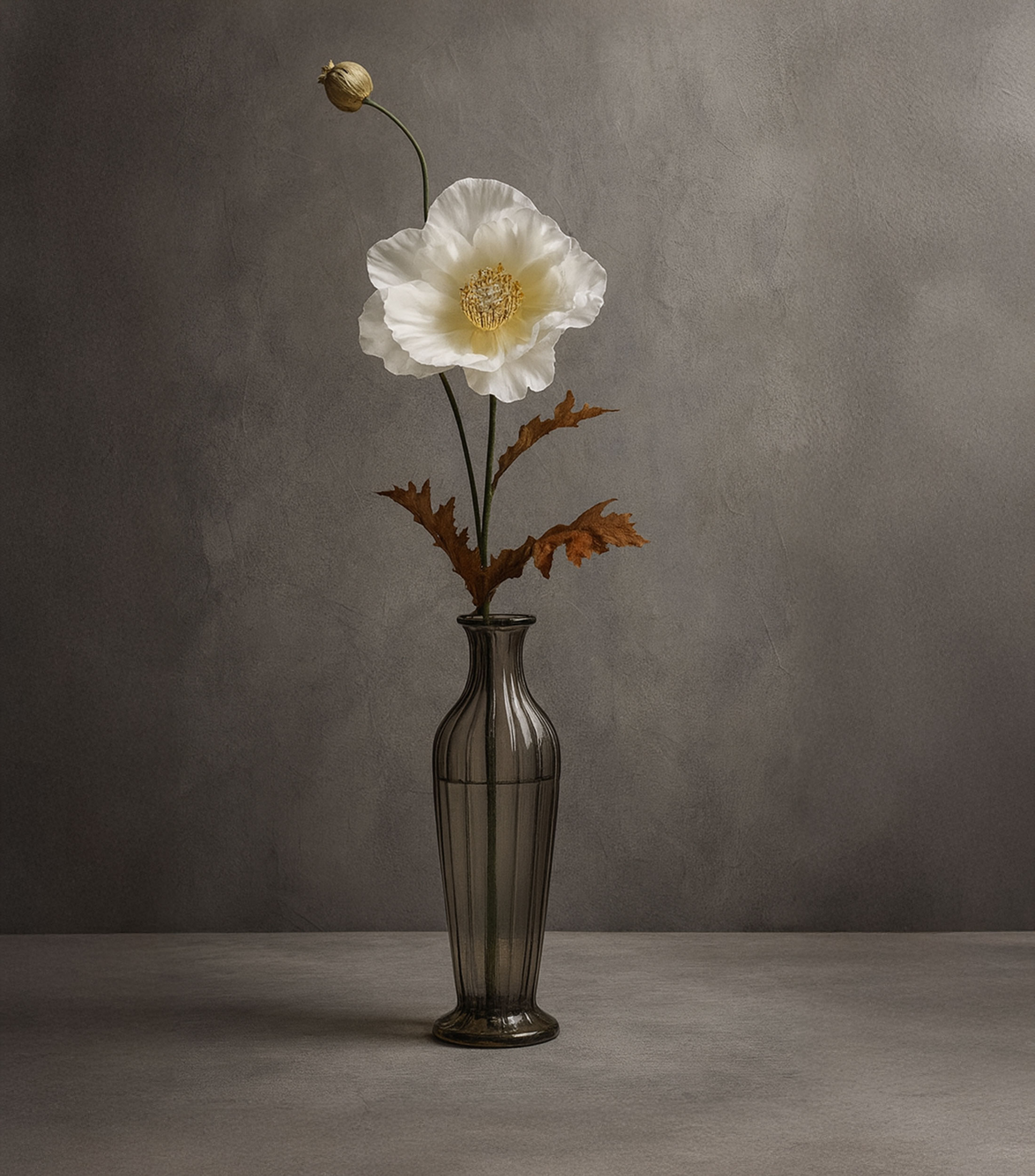 Flor Artificial Decorativa Amapola Ivory