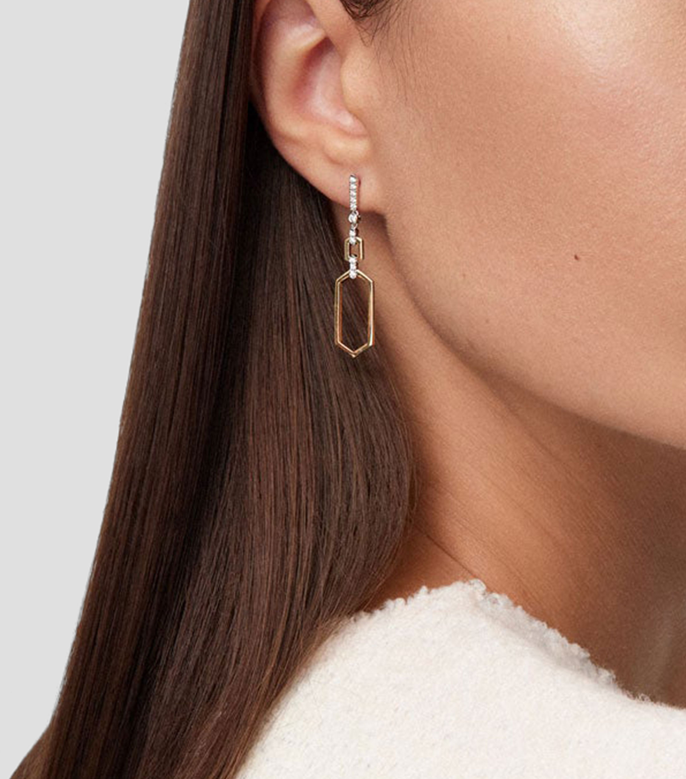 Pendientes en Oro de 18 Kilates Hexagonos Mujer