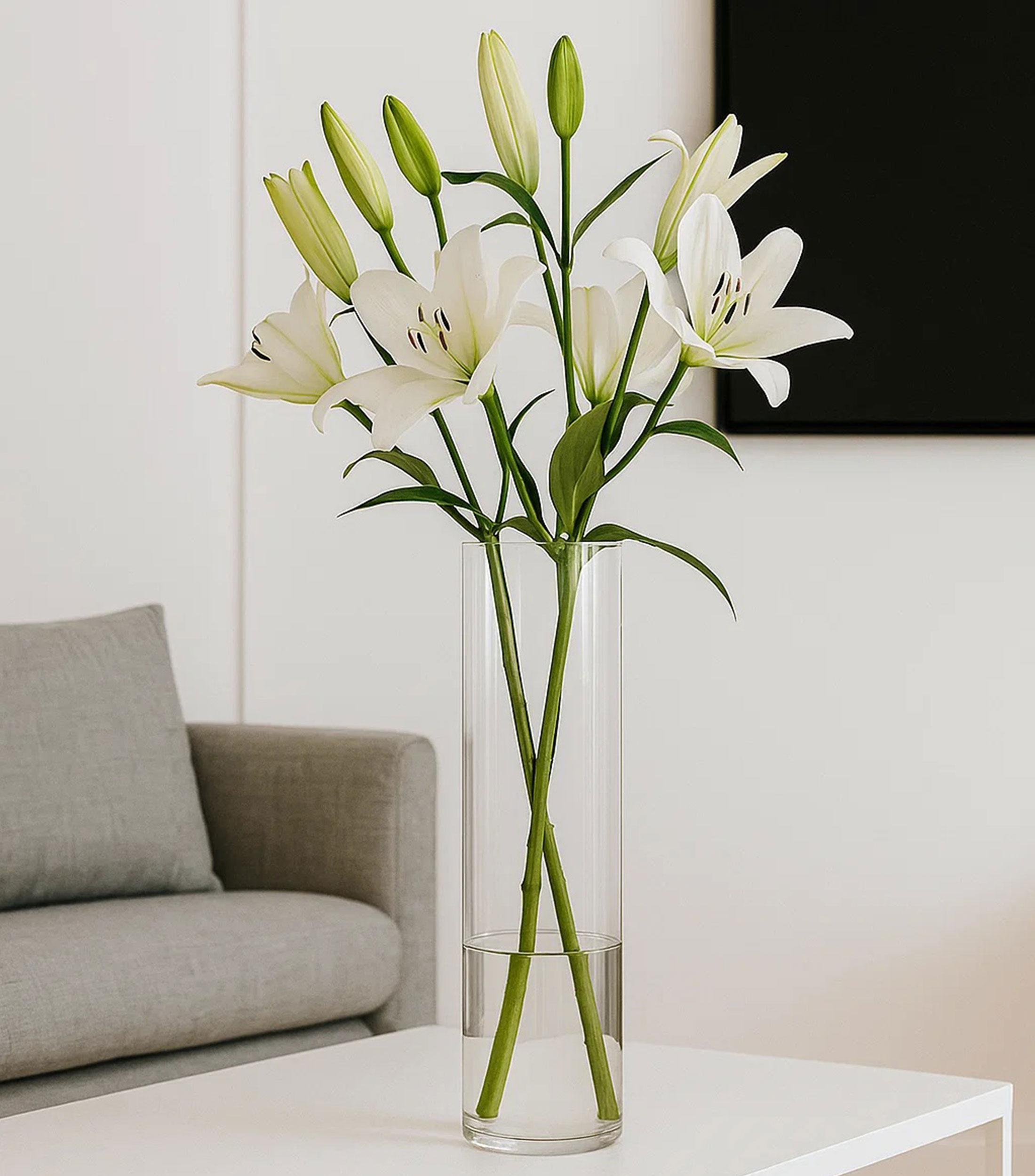 Florero grande cilindro en vidrio
