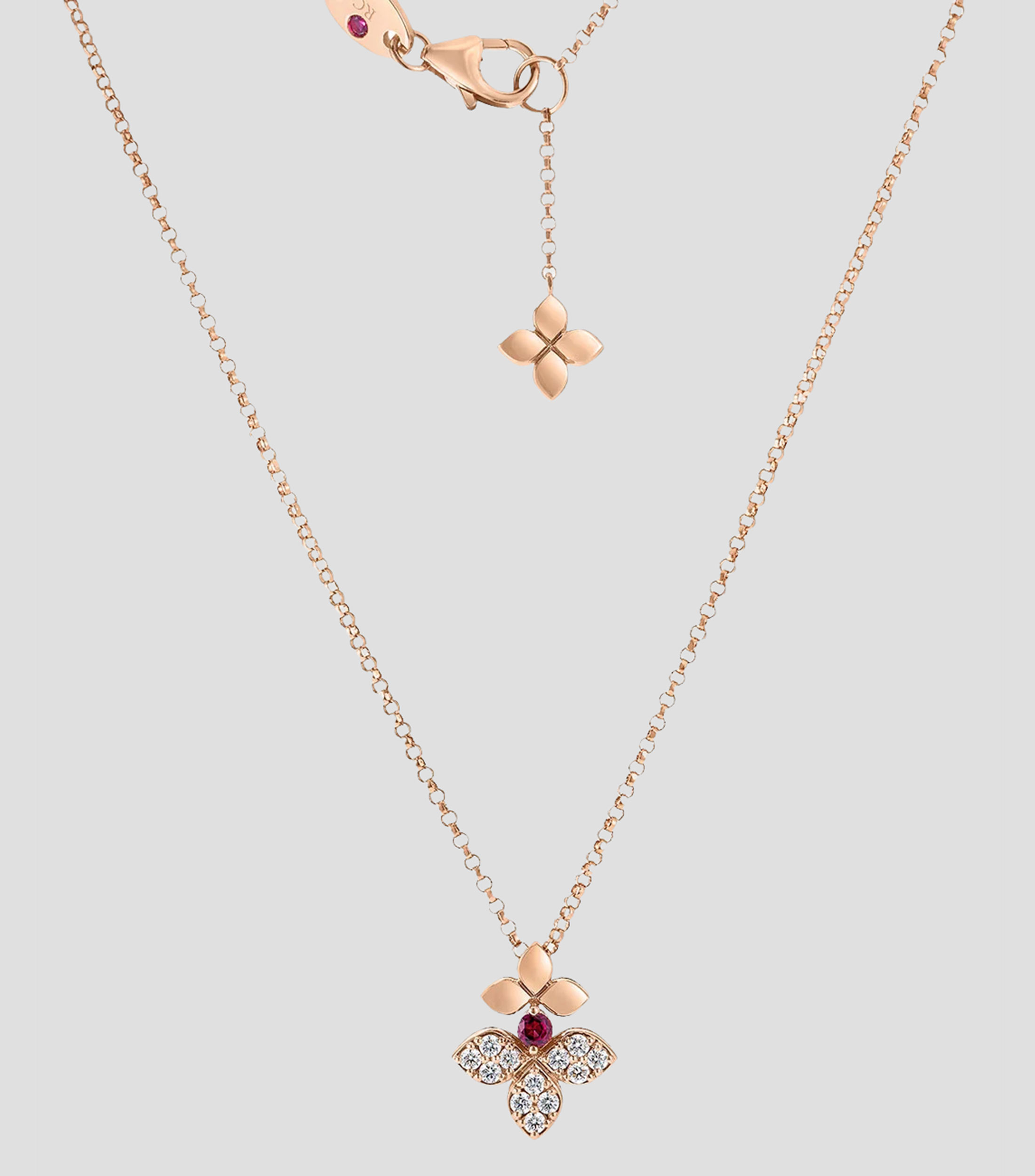 Collar en Oro rosa de 18 Kilates con diamantes y rubelitas Love in Verona Mujer